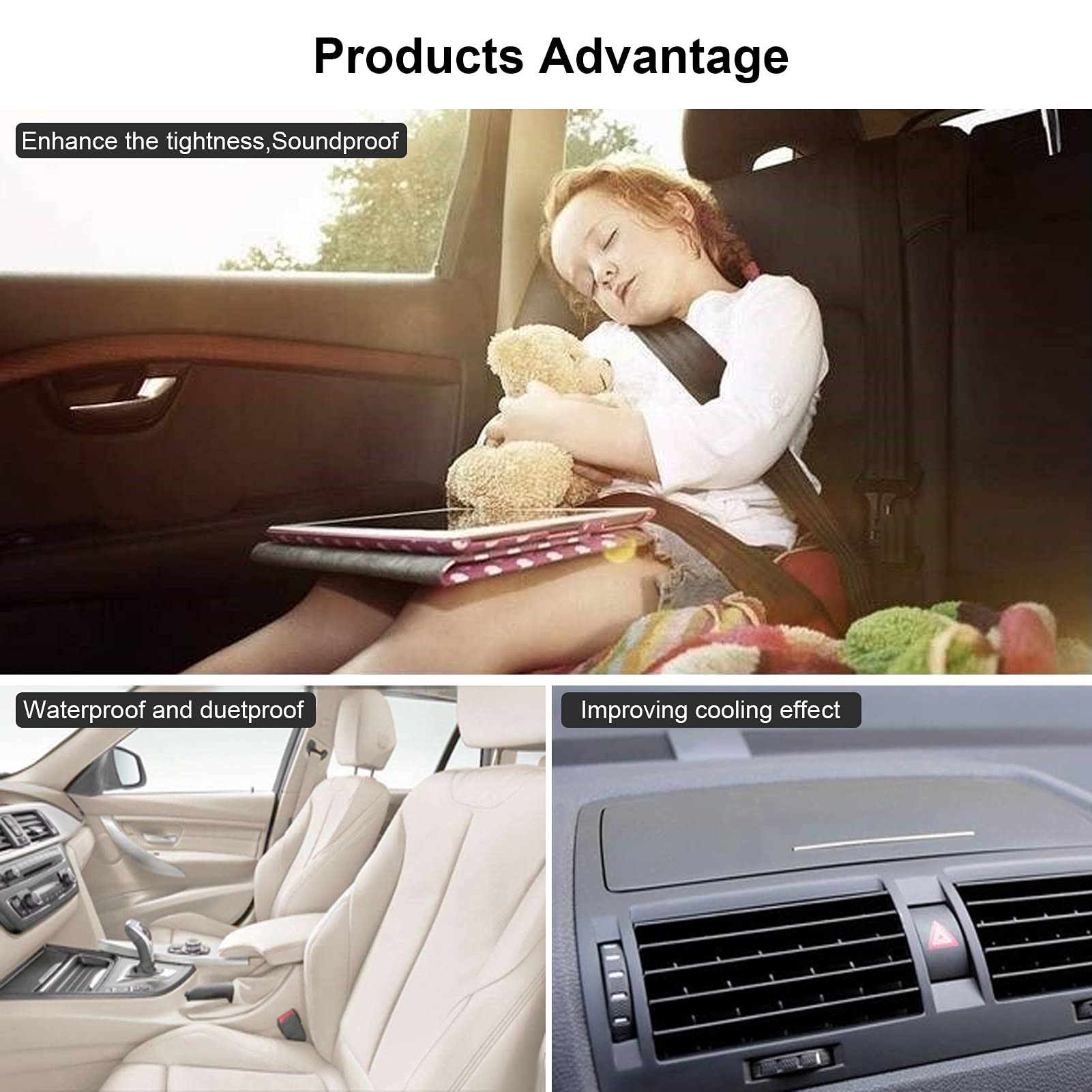 BOAOSI B Shape Car Door Seal Strip, 52.4FT Rubber Weather Stripping, Soundproofing, Red, Model BOAOSI-USGYT001-16M