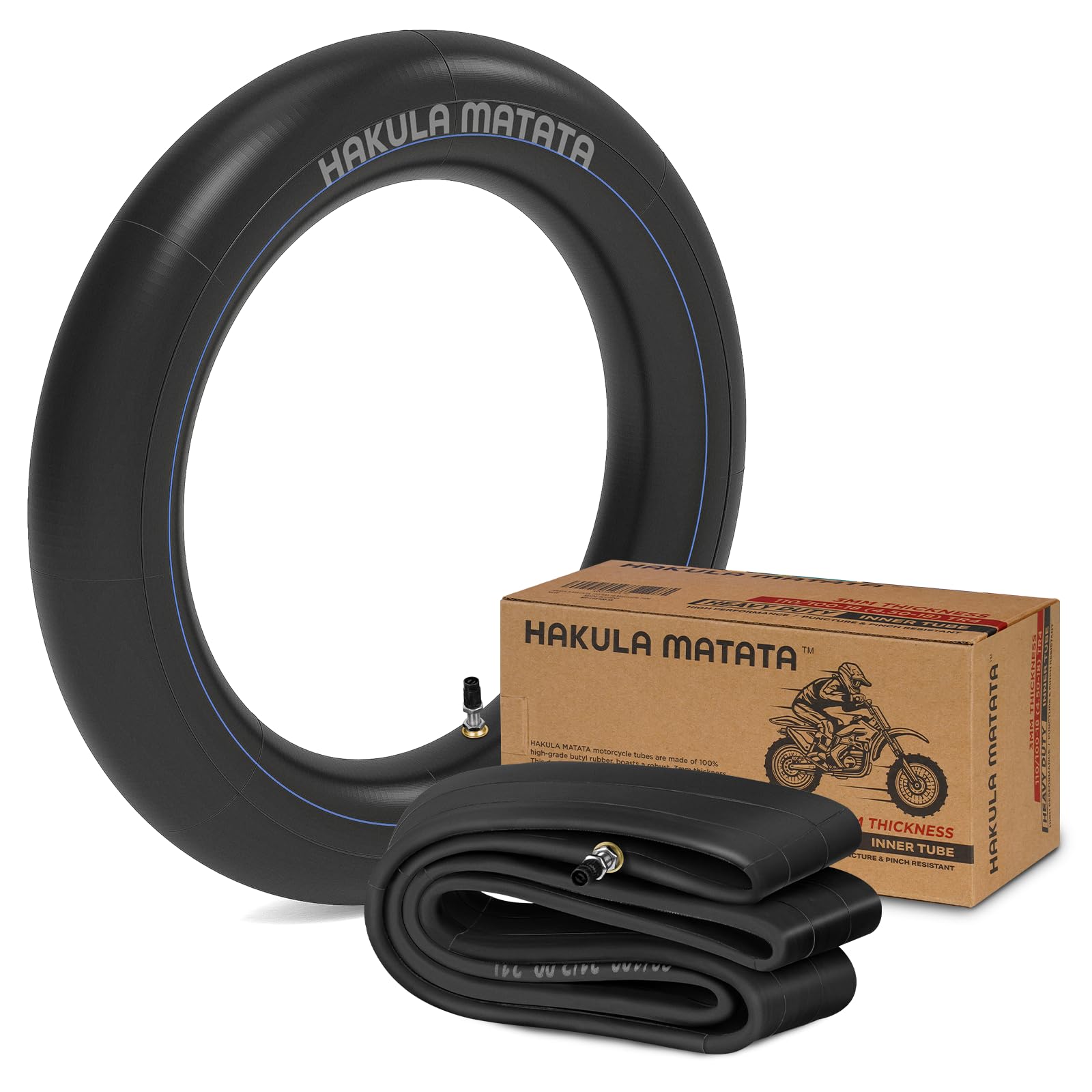 HAKULA MATATA 3.00-21 Dirt Bike Replacement Inner Tube with TR4 Valve Stem, 80/100-21 Heavy Duty Motorcycle Butyl Rubber Inner T