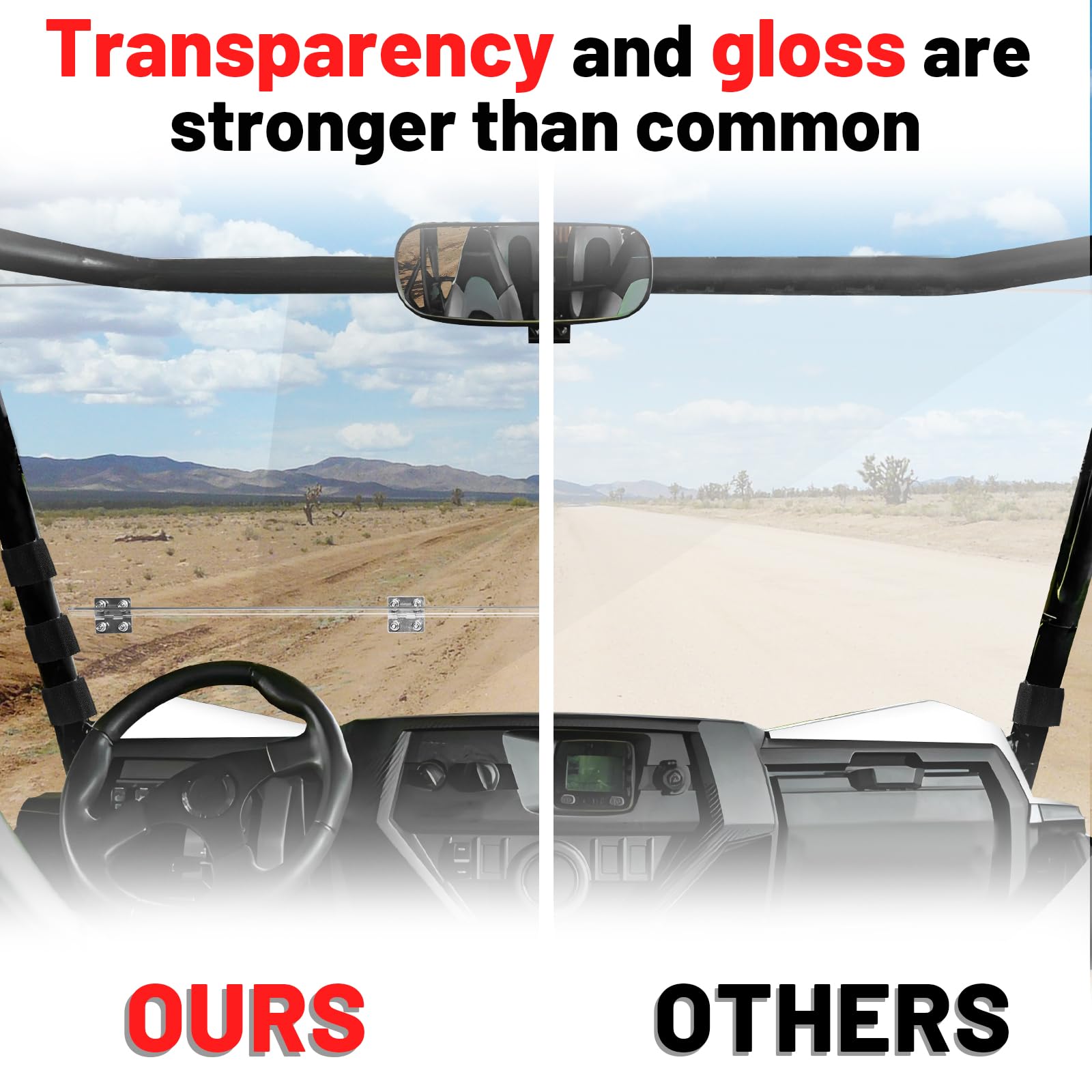 StarknightMT Teryx Flip Windshield - Scratch-Resistant Polycarbonate for Teryx 2/4 Seaters 2016-2024, Clear Full Window, Model ABG