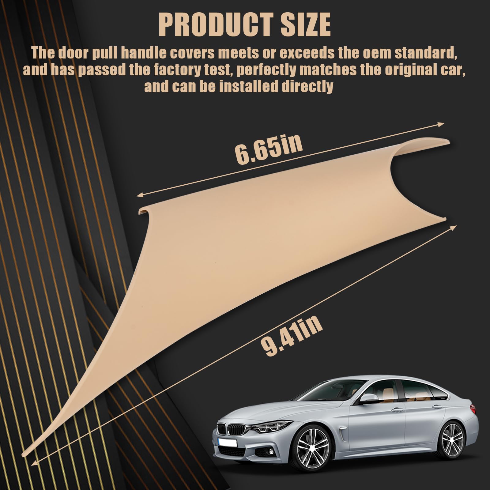 WEILEITE Door Pull Handle Cover for BMW F30/F31/F34/F80 & F32/F33/F36, Beige, Left & Right Front, Poly Material, Replace 51417279311