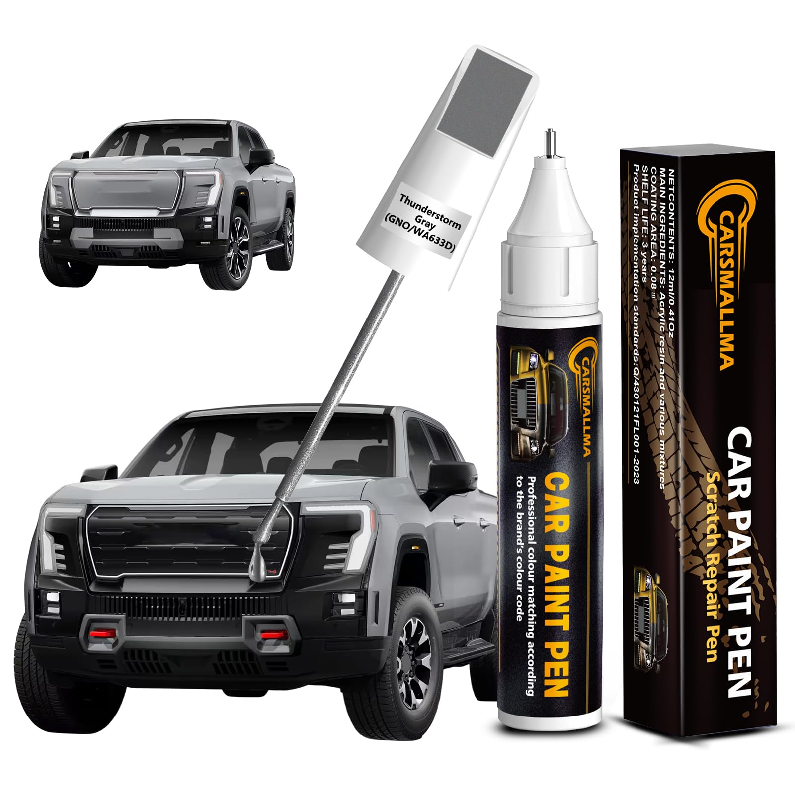carsmallma Thunderstorm Gray(GNO/WA633D) Car Touch Up Paint for GMC, Color Accurate Car Paint Scratch Repair Pen Kit Quick & Eas