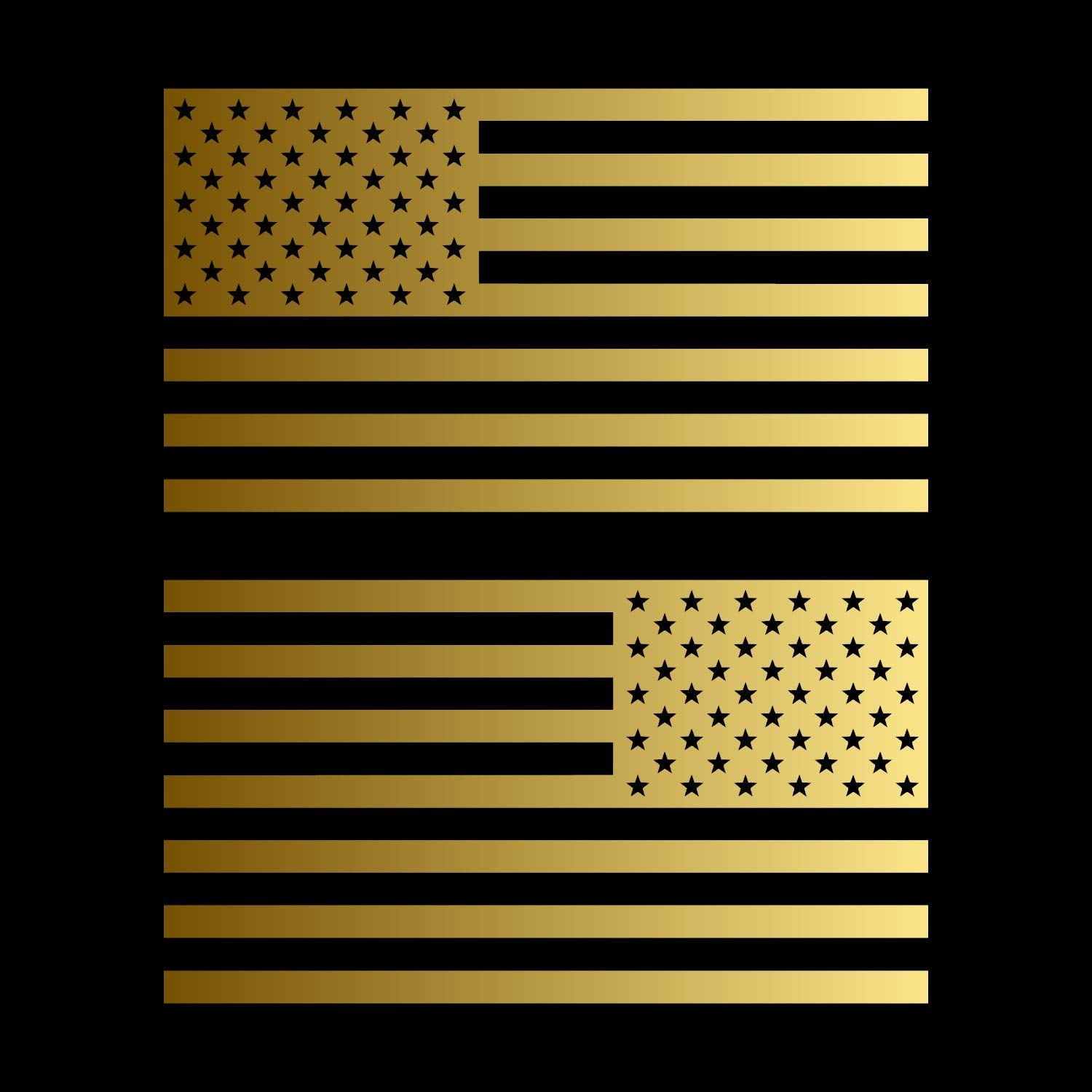 American Us Flag [Pick Color/Size] Vinyl Decal Sticker For Laptop/Car/Truck/Window/Bumper (3.5In Subdued Pair, Metallic Gold)