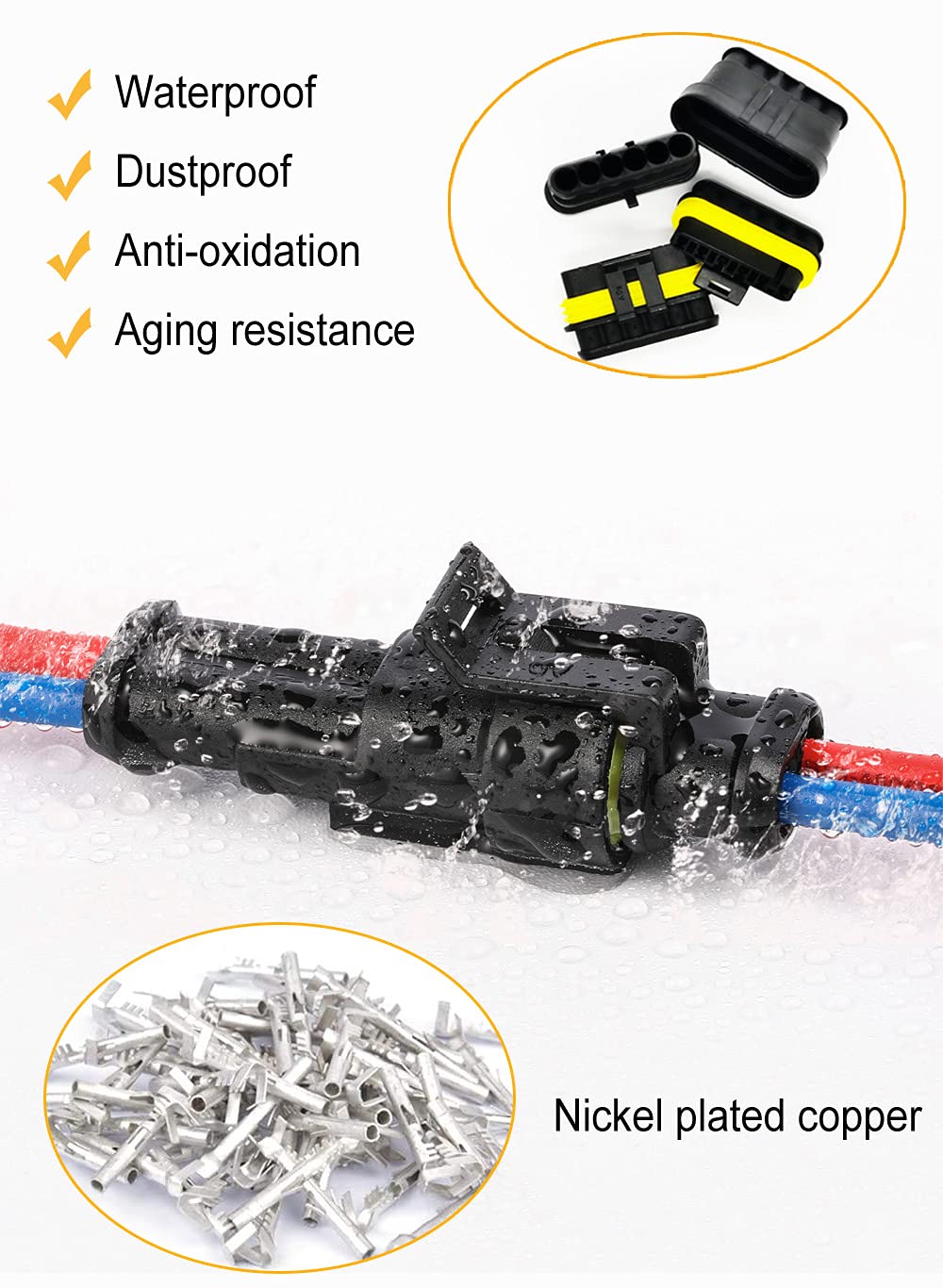 Twippo 352Pcs Waterproof Car Electrical Connector Terminals Automotive Electrical Wire Connector Plug Kit 1/2/3/4 Pin Connectors Male And Female