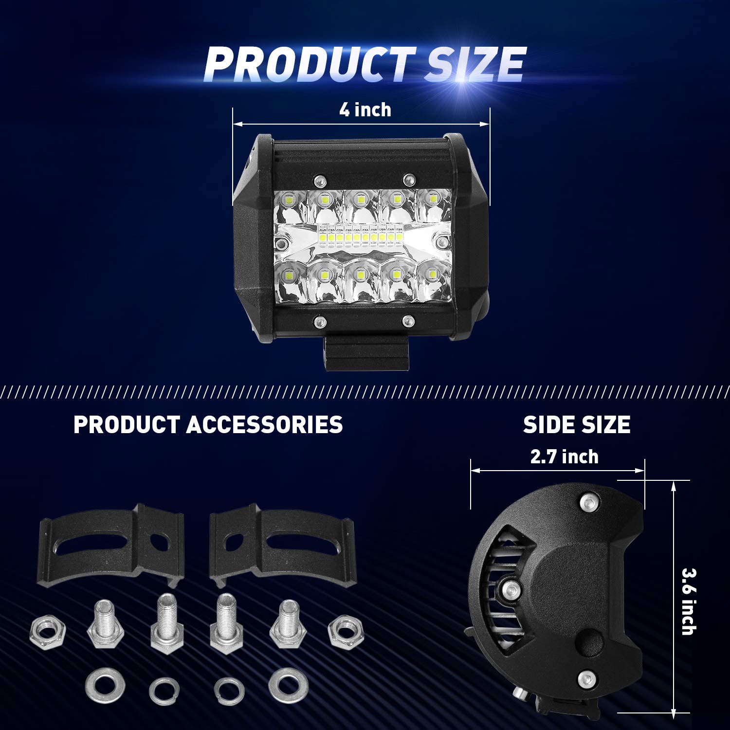 Hitch Led Lights,Ebestauto 4 Inch Led Work Light Pods With 2.5 Inch Towing Hitch Mount Brackets For Truck Trailer Suv Pickup Fit