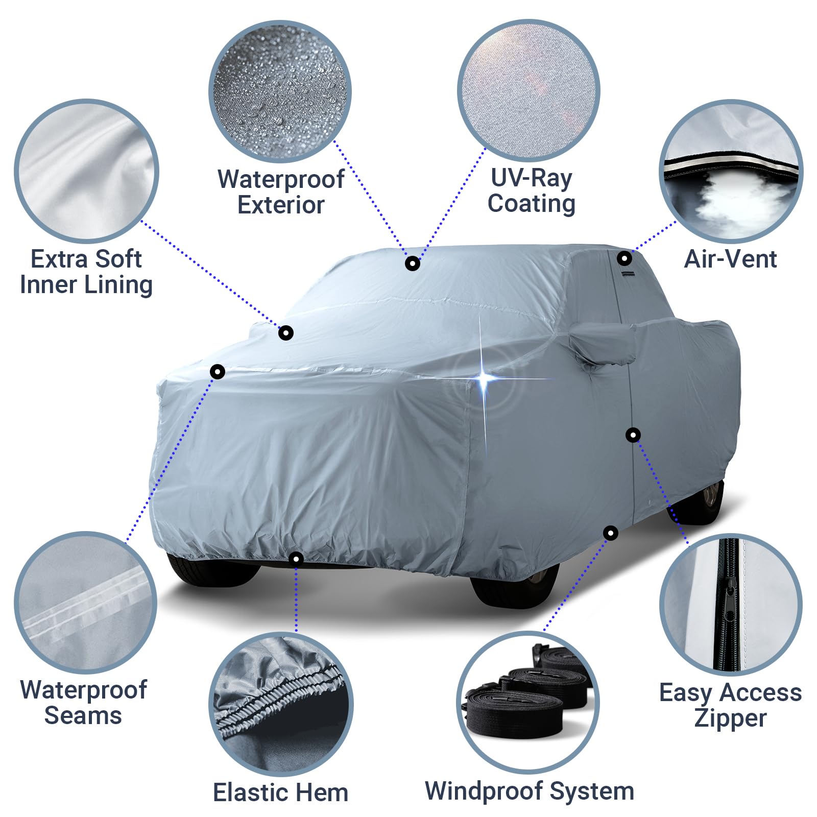 iCarCover Premium Truck Cover for 2015-2024 GMC Canyon Crew Cab, 5.1 ft. Short Bed Waterproof All Weather Rain Snow UV Sun Hail