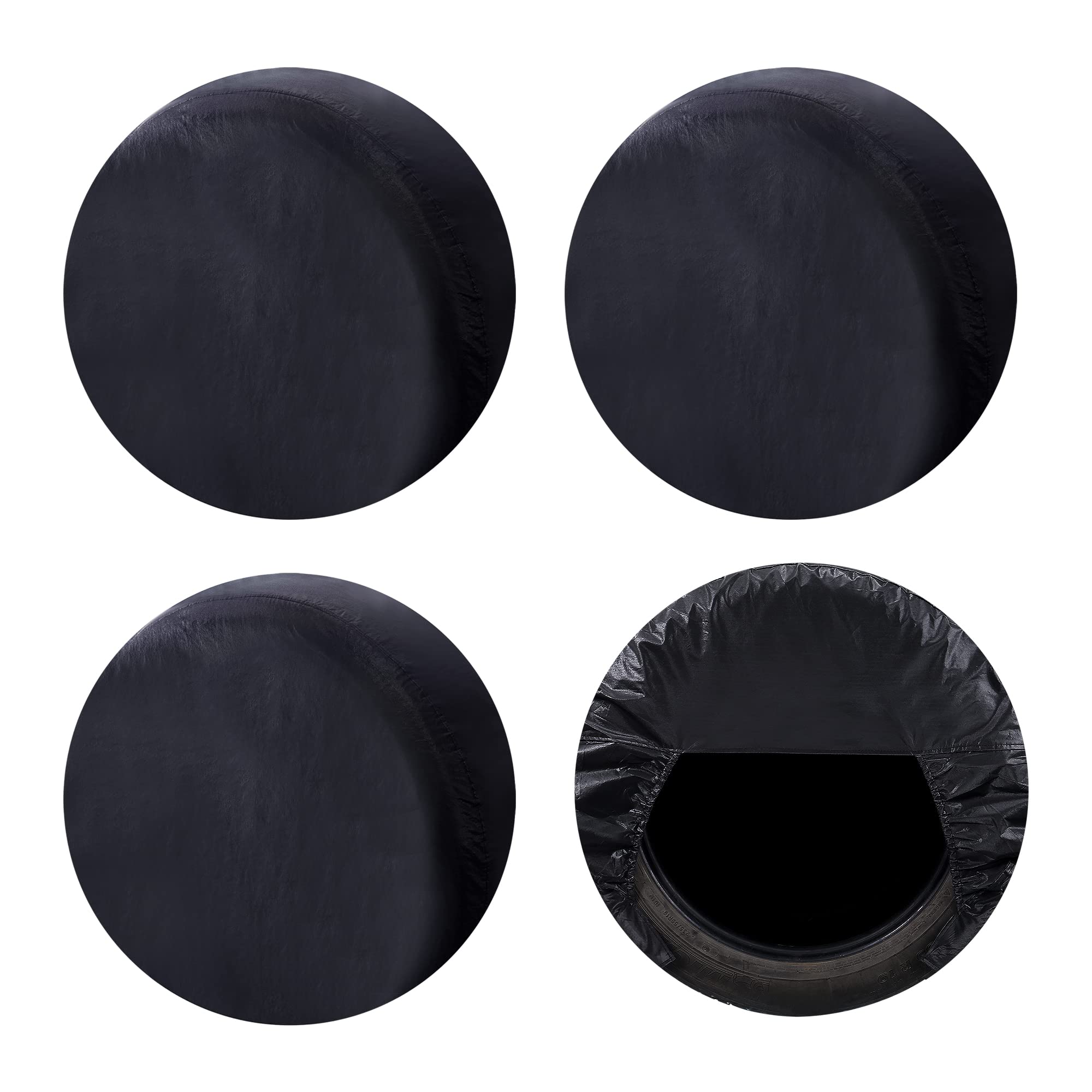 Moonet Tire Covers For Rv Wheel (4 Pack Black), Oxford Waterproof Uv Sun Protectors For Truck Motorhome Boat Trailer Camper Van Suv, For Diameter 27-29 Black
