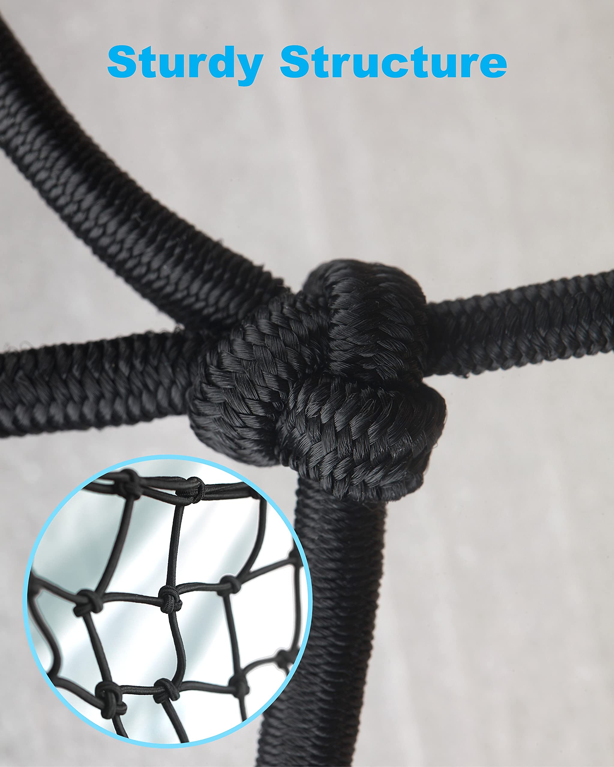 15.7''X15.7'' Cargo Net, Heavy Duty Bungee Net Stretches To 31.5''X31.5'', Gear Helmet Luggage Thicken Netting With 3''X3'' Smal