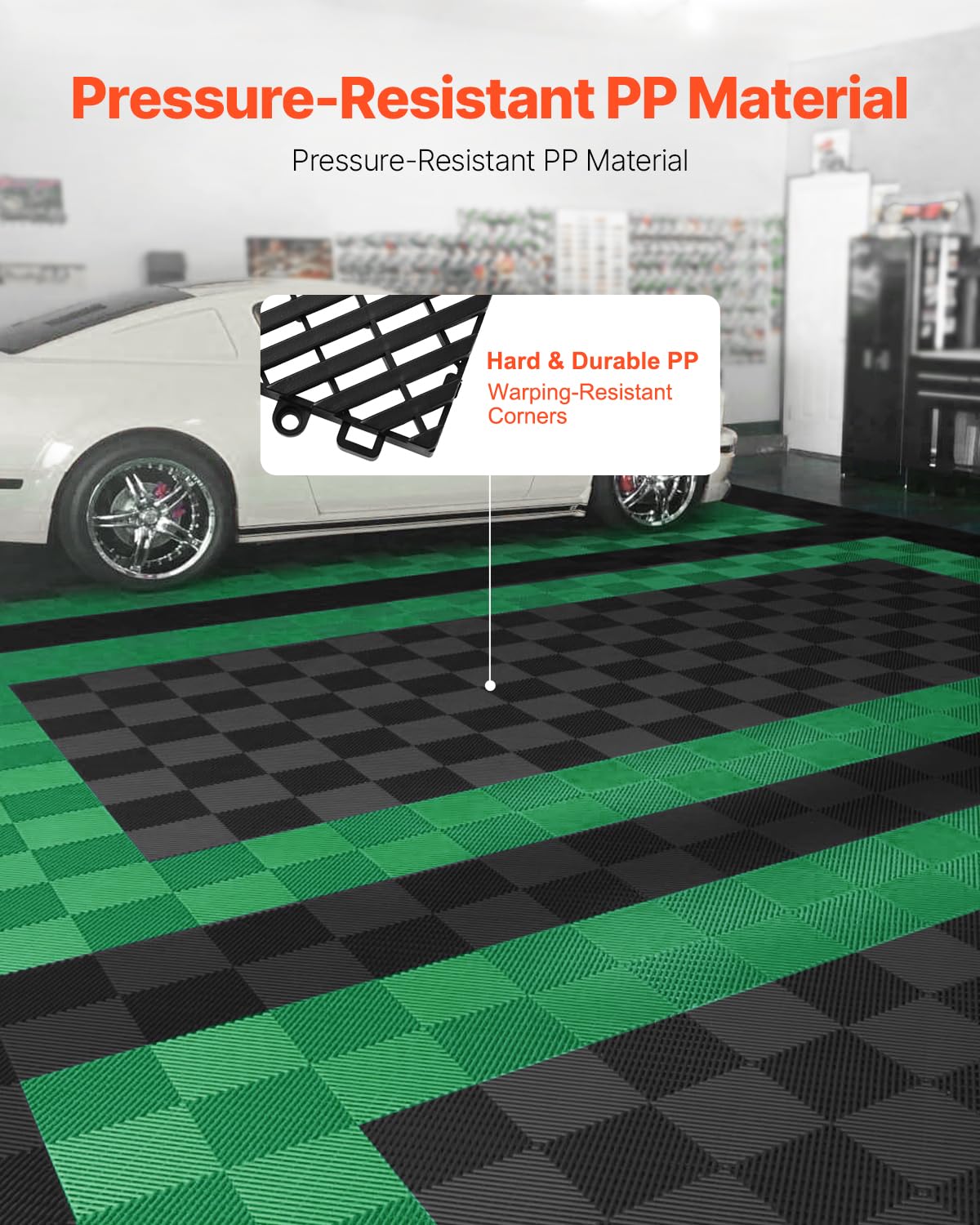 VEVOR Interlocking Drainage Mat, 12    x 12    Modular Interlocking Cushion, 55 Pcs Splicing Drainage Mats, Non-Slip Black PP Dr