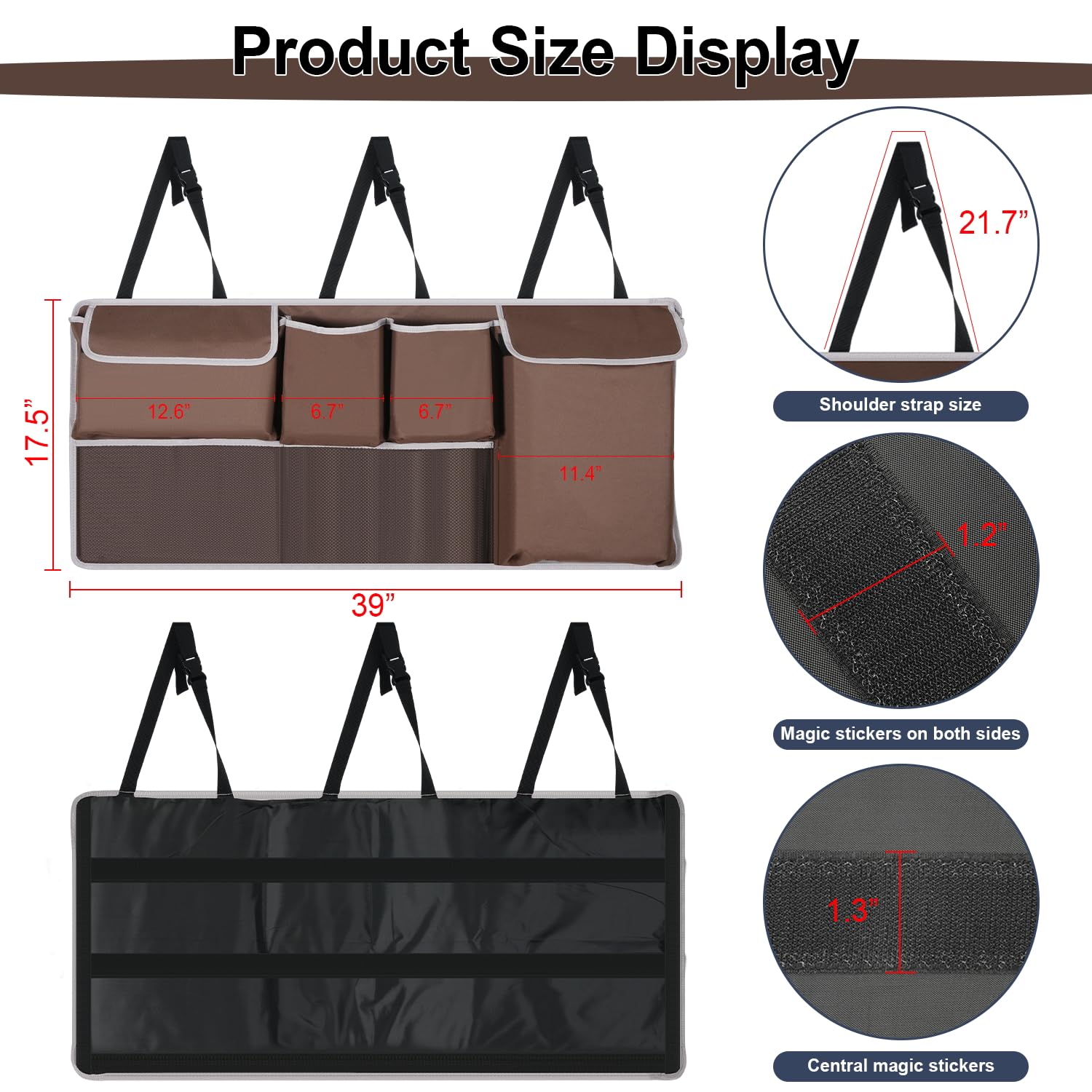 Uyye Trunk Hanging Organizer, Backseat Storage Bag, Collapsible Car Interior Accessories With 4 Pockets & 2 Mesh Pouches For Too