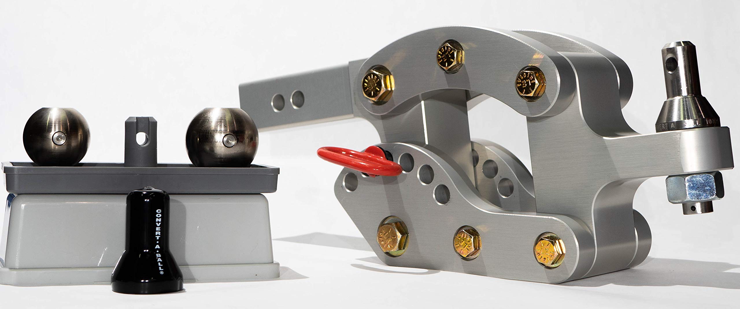 Rhino Hitch | 12K, 7'' Drop Hitch W/ 2'' Shank | Adjustable Aluminum Trailer Hitch | Includes 2 Ball Convert-A-Ball Set