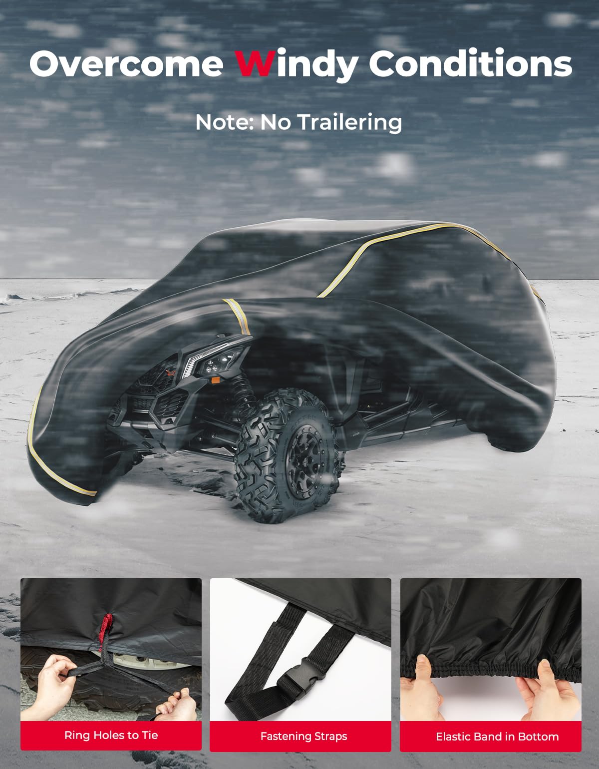 KEMIMOTO UTV Cover for Can-Am Maverick X3 MAX, Waterproof Oxford Cloth, Large 177"×73"×63", Model KMB0111-02602BK-M