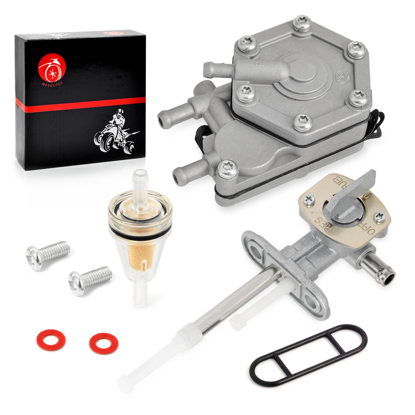 MOTO1988 Fuel Valve Petcock & Pump for Polaris Outlaw/Predator 500, Models 7052331 & 3088070, 2003-2007