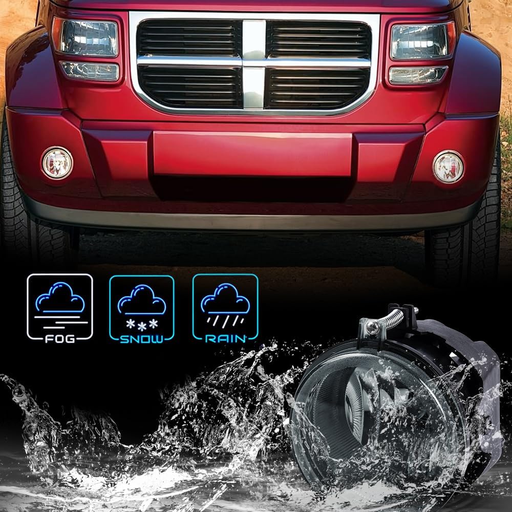 Grand Orange Clear Fog Lights Bumper Lamps Assembly With Bulbs Compatible With 2006-2009 Dodge Charger /2008-2010 Dodge Challeng