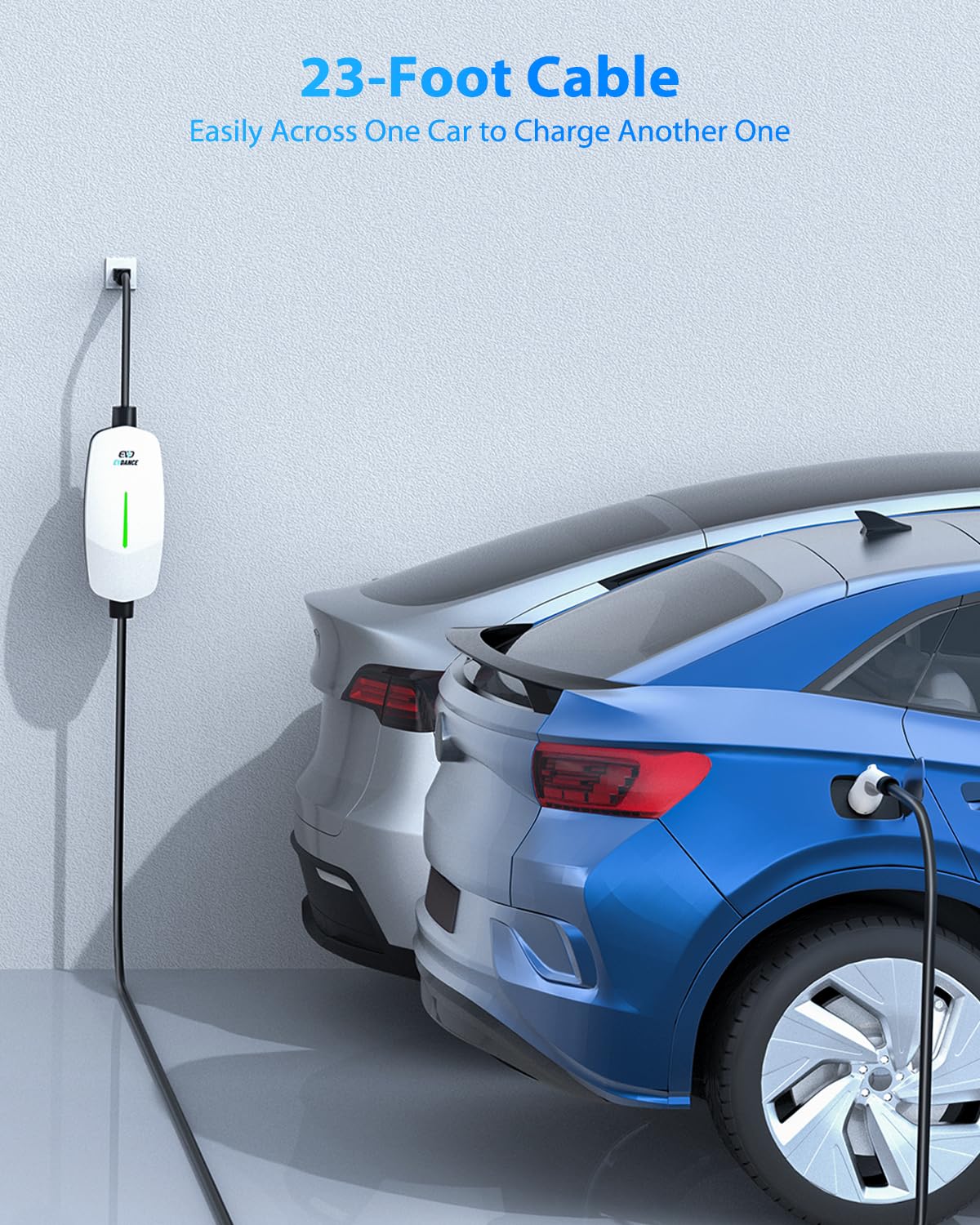 EVDANCE Level 1 LEVEL2 EV Charger 16A Amp 110V-240V 25ft Portable Electric Vehicle Charging Station with NEMA 6-20 Plug, 5-15 Ad