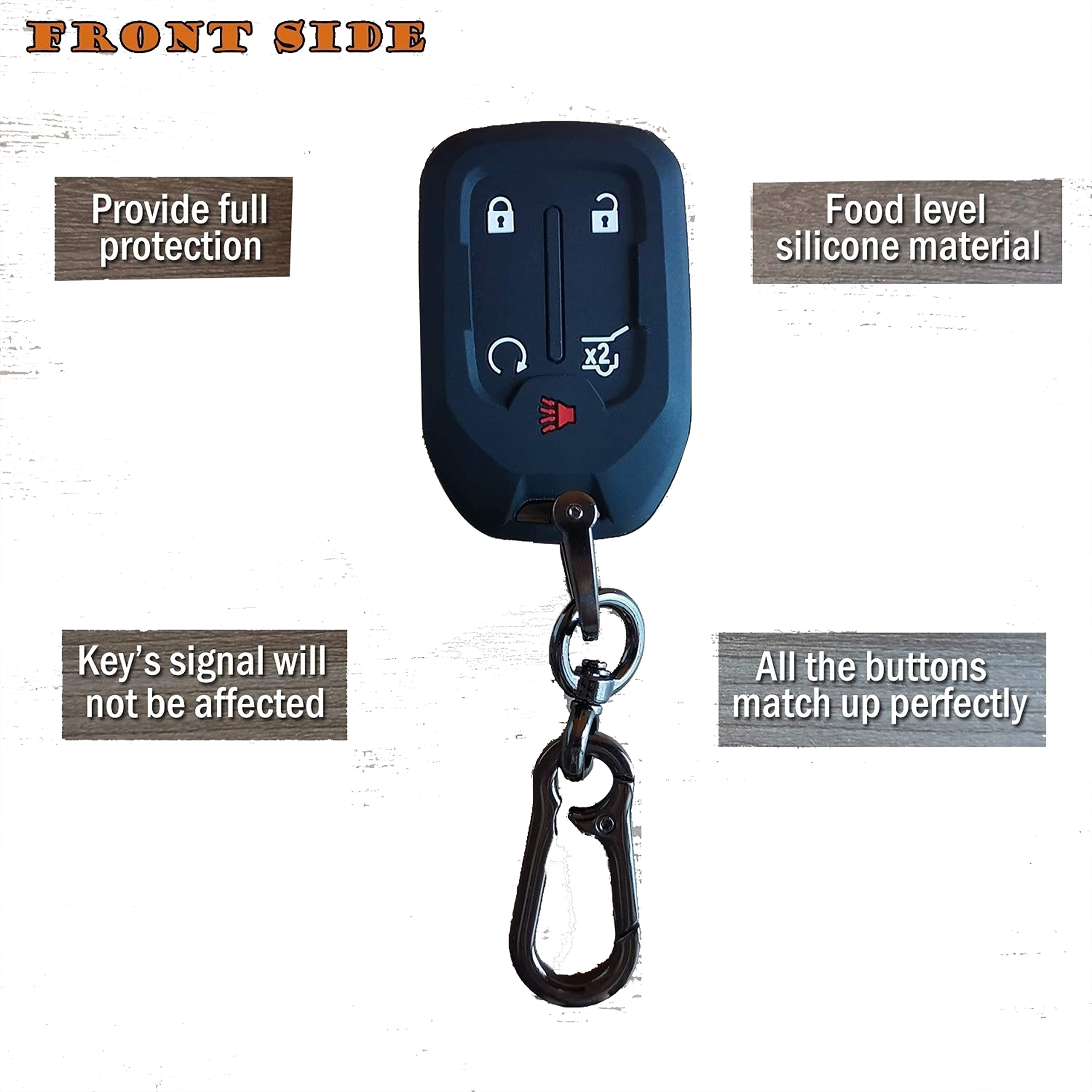 Tandrive Key Fob Cover For 2024-2017 Gmc Acadia Terrain Denali, Sierra Chevy Silverado, Silicone, Black And Black