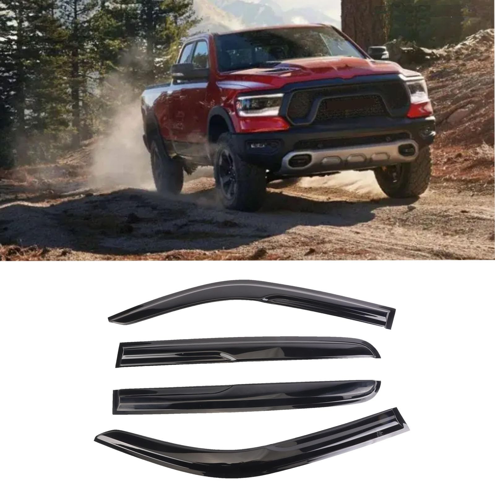 Sontian Windows Visor Tape-On Side For 2019-2022 Dodge Ram 1500 Crew Cab, Rain Guards For Trucks Window Deflectors,Vent Deflecto