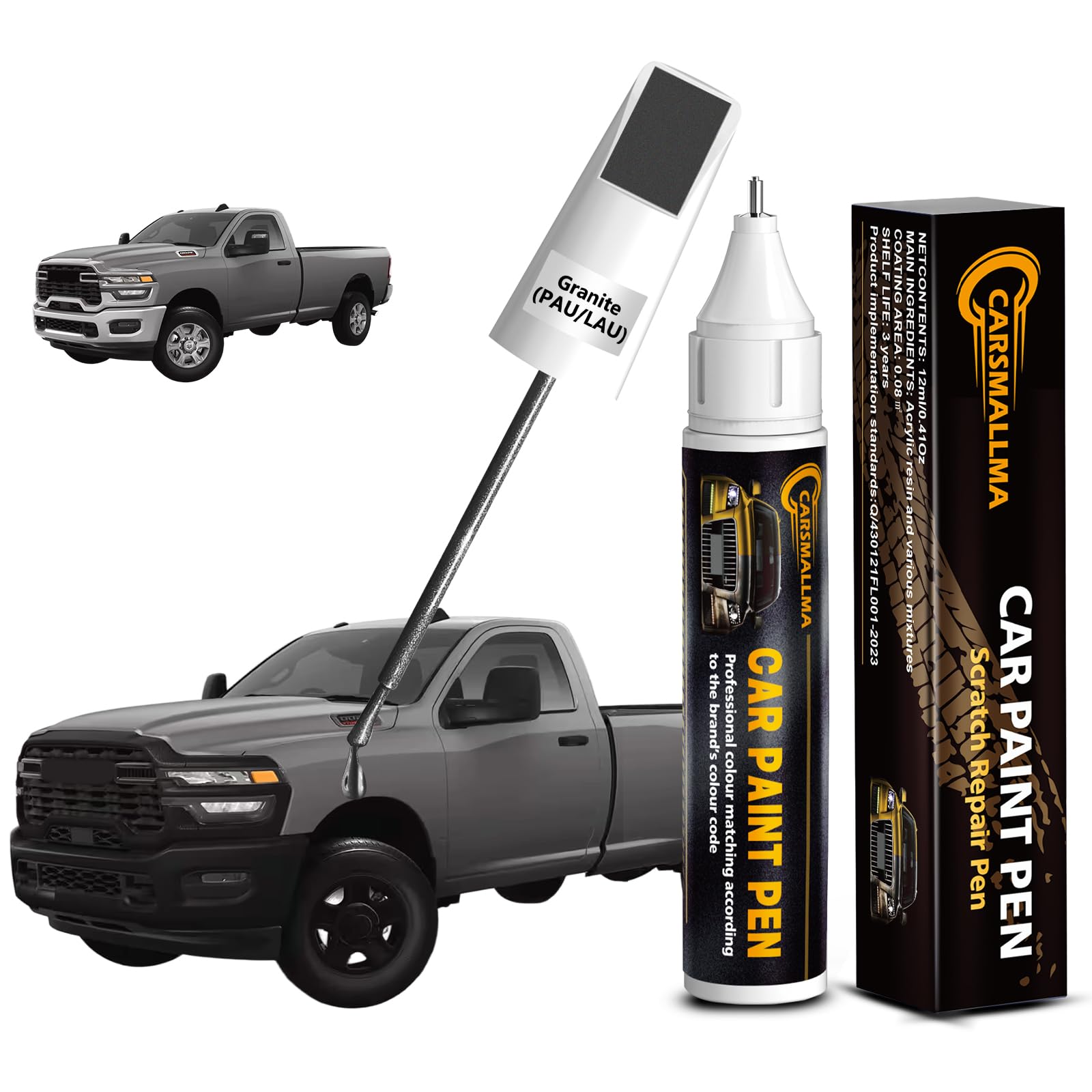 carsmallma Granite(PAU/LAU) Car Touch Up Paint for Dodge, Color Accurate Car Paint Scratch Repair Pen Kit Quick & Easy Fix Vehic