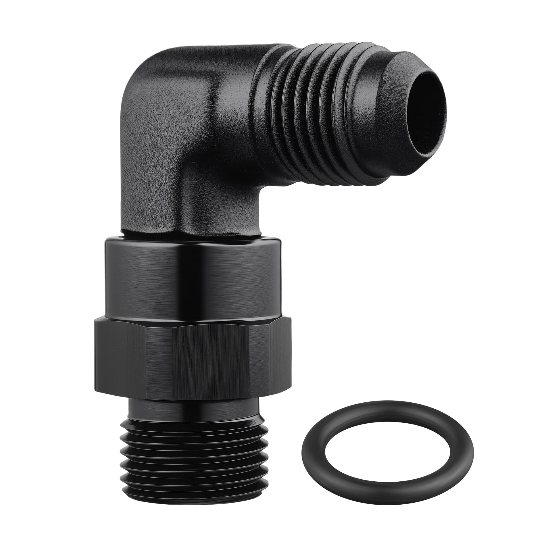 EVIL ENERGY 6AN Flare to 5/8 * 18 ORB Male Swivel Adapter Fitting 90 Degree Black 1PC