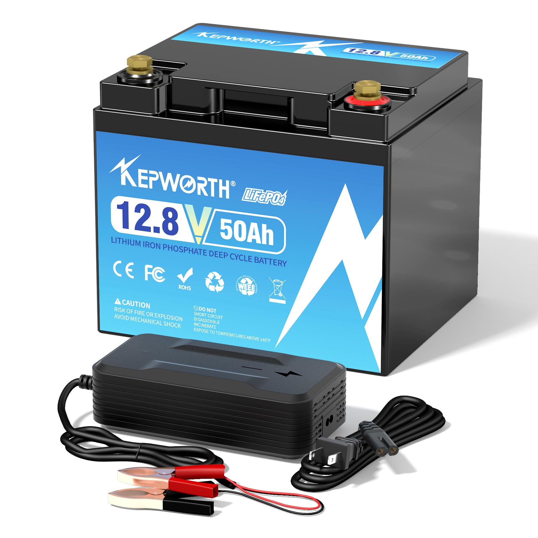 Kepworth 12.8V 50Ah Lifepo4 Battery, Rechargeable Lithium Batteries With 50A Bms, Grade A Lithium Iron Phosphate Battery Cells,