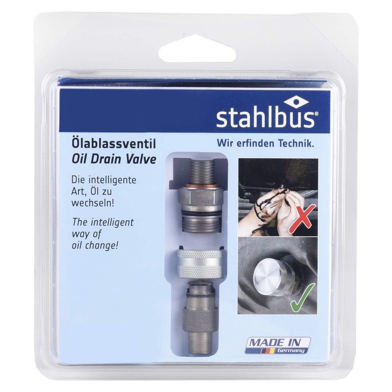 Stahlbus Oil Drain Valve Plug M24X1.5X12Mm Steel - Clean, Easy, No Tool Oil Change - Includes Oil Drain Plug, Washer, Cap, Conne
