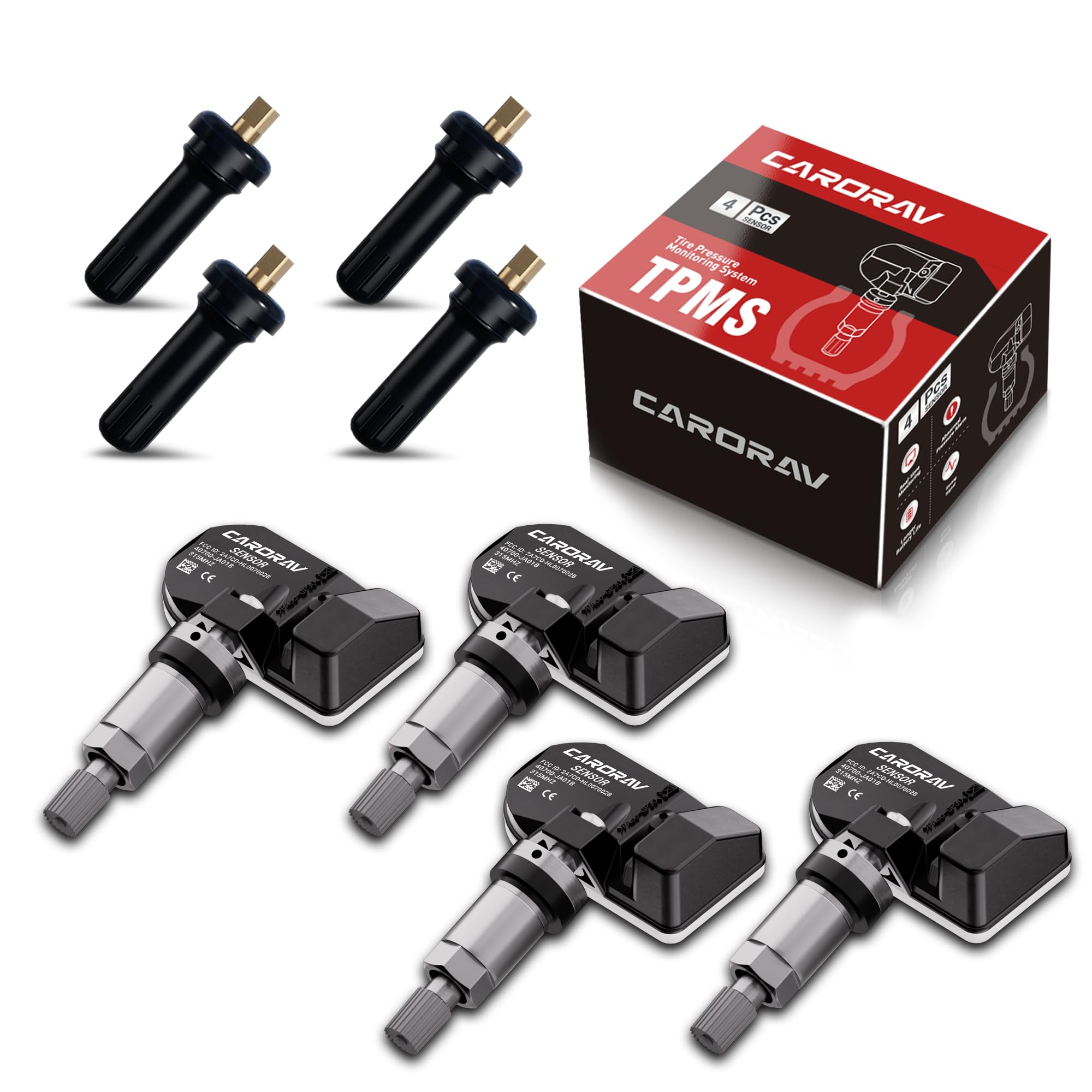 CARORAV 4-Pack Tire Pressure Monitoring System Sensor TPMS Compatible for Nissan 350z Altima Versa Infiniti, 315MHz TPMS Sensor