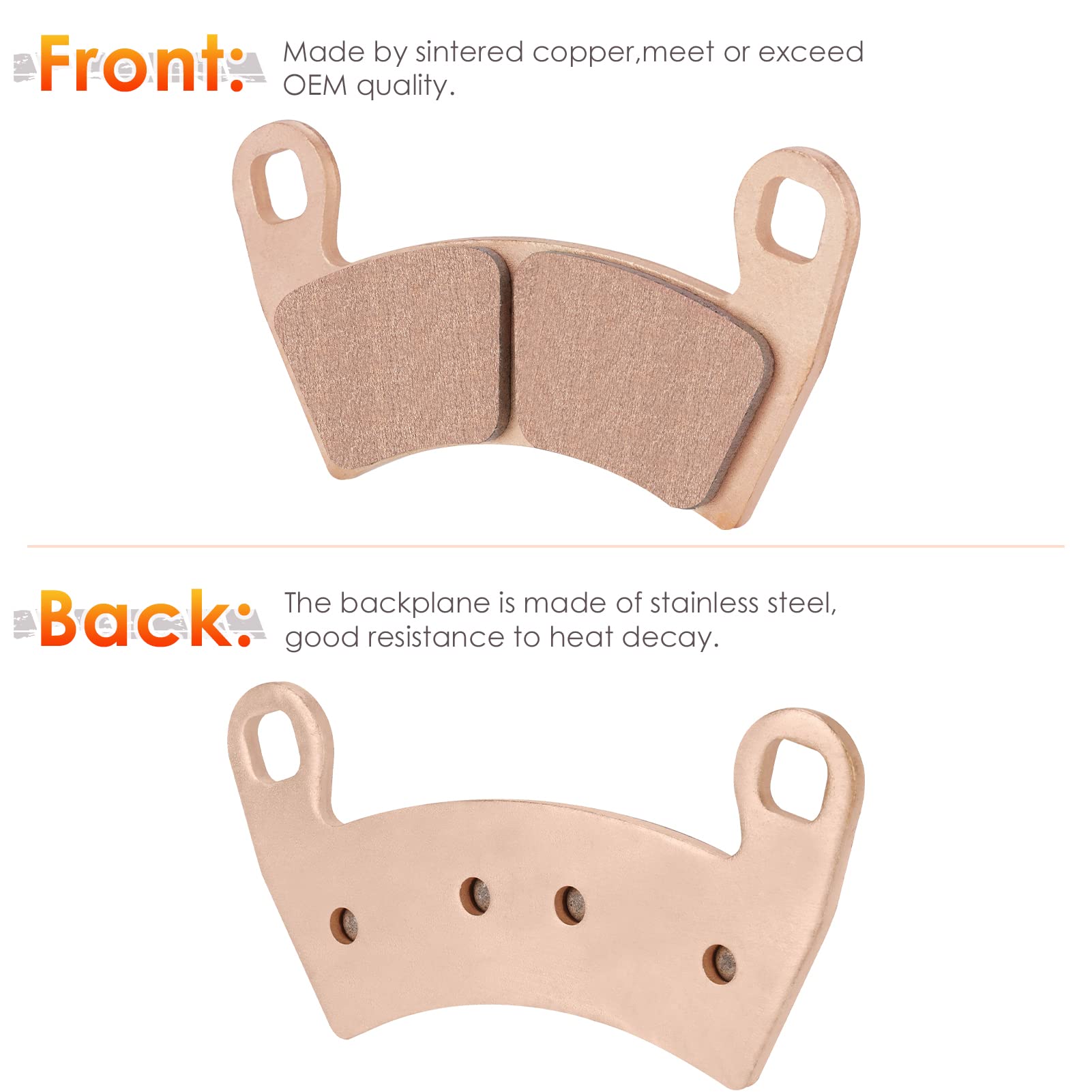 Front & Rear Brake Pads Sintered for 2016-2021 Polaris General 1000 EPS/General 4 1000 EPS, Replace for 1911228 1912508 2205949