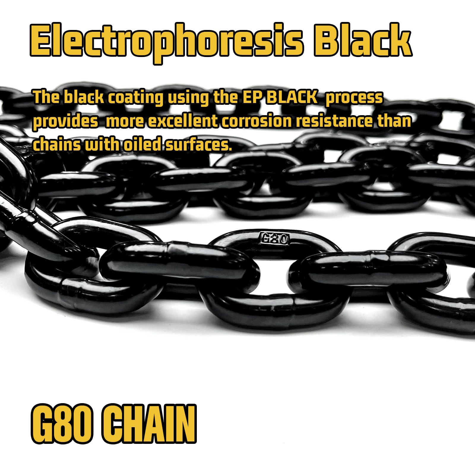 SENKEYFE 2 Pack 5/16" Trailer Safety Chains, 35" Alloy Steel, G80, 21,000 lbs Break Strength, Black-C, Model Safety Chain-8