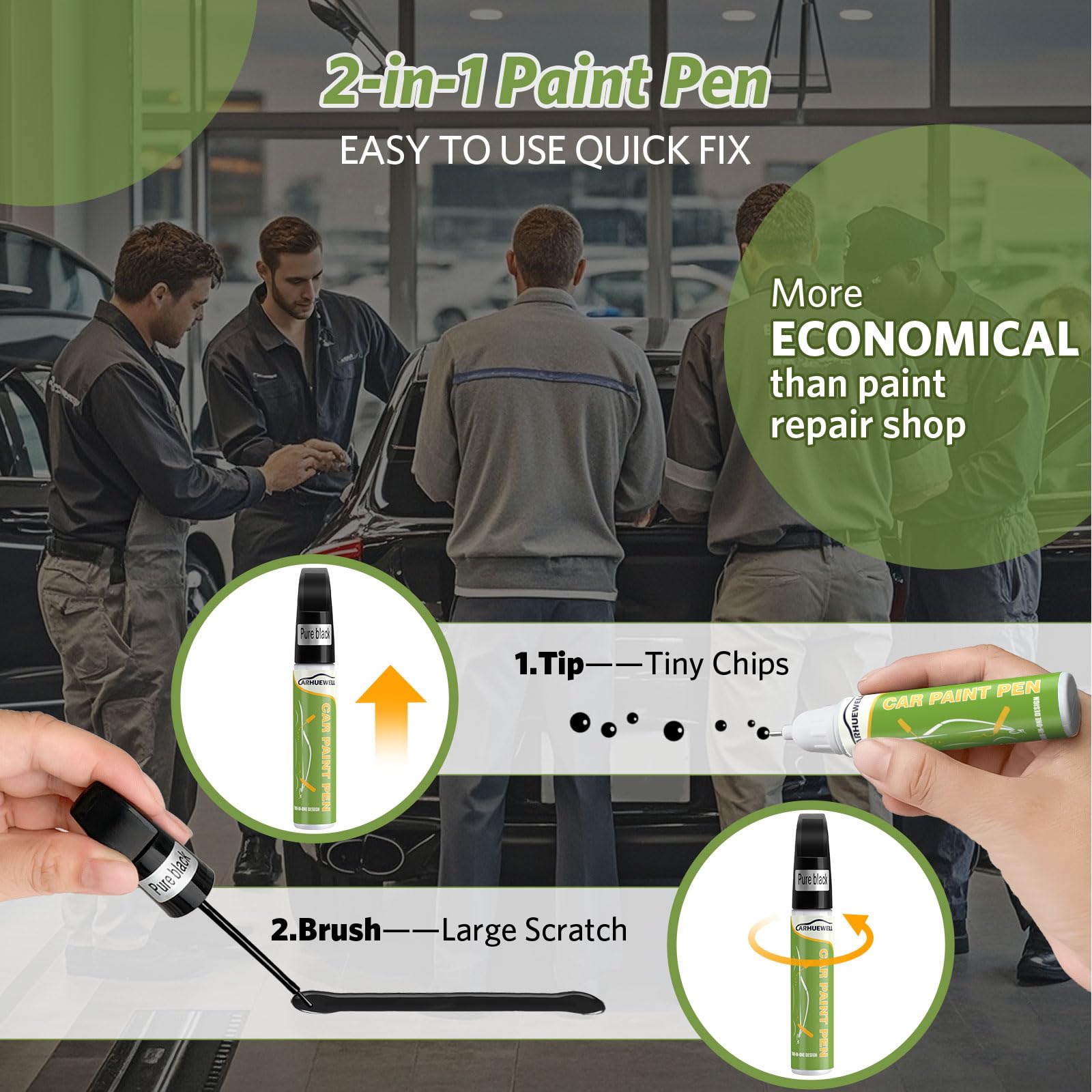 Carhuewell Black Touch Up Paint For Cars, Black Rim Scratch Remover Pen Automotive Wheel Scratch Fix Gloss Paint(Pure Black Varn