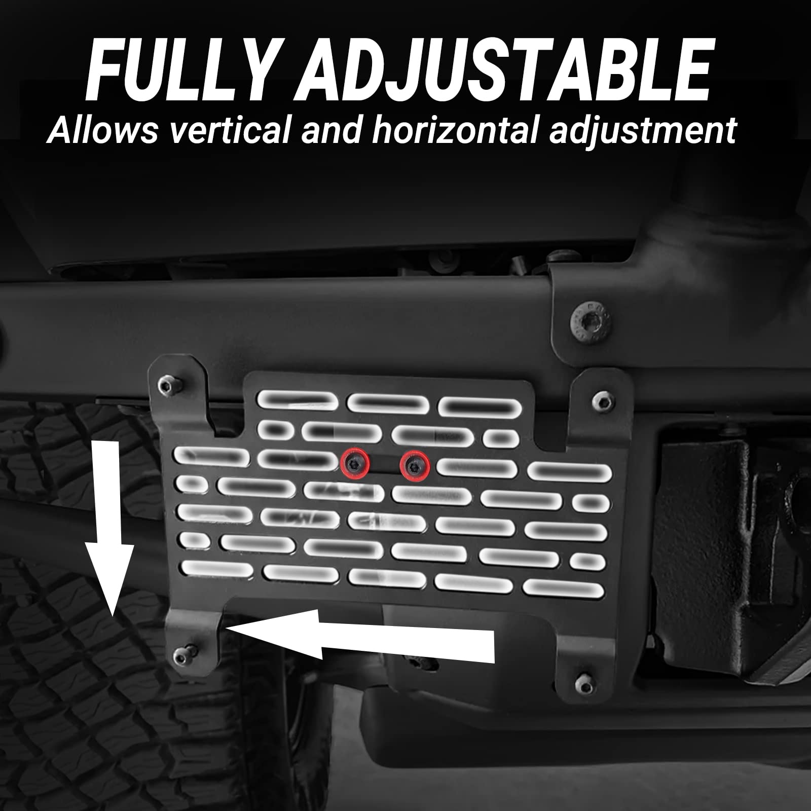 Klutchtech Bronco License Plate Holder 2021-2024, Durable Carbon Steel Frame for Modular Steel Bumper, Compatible with 6th Gen Bronco Accessories