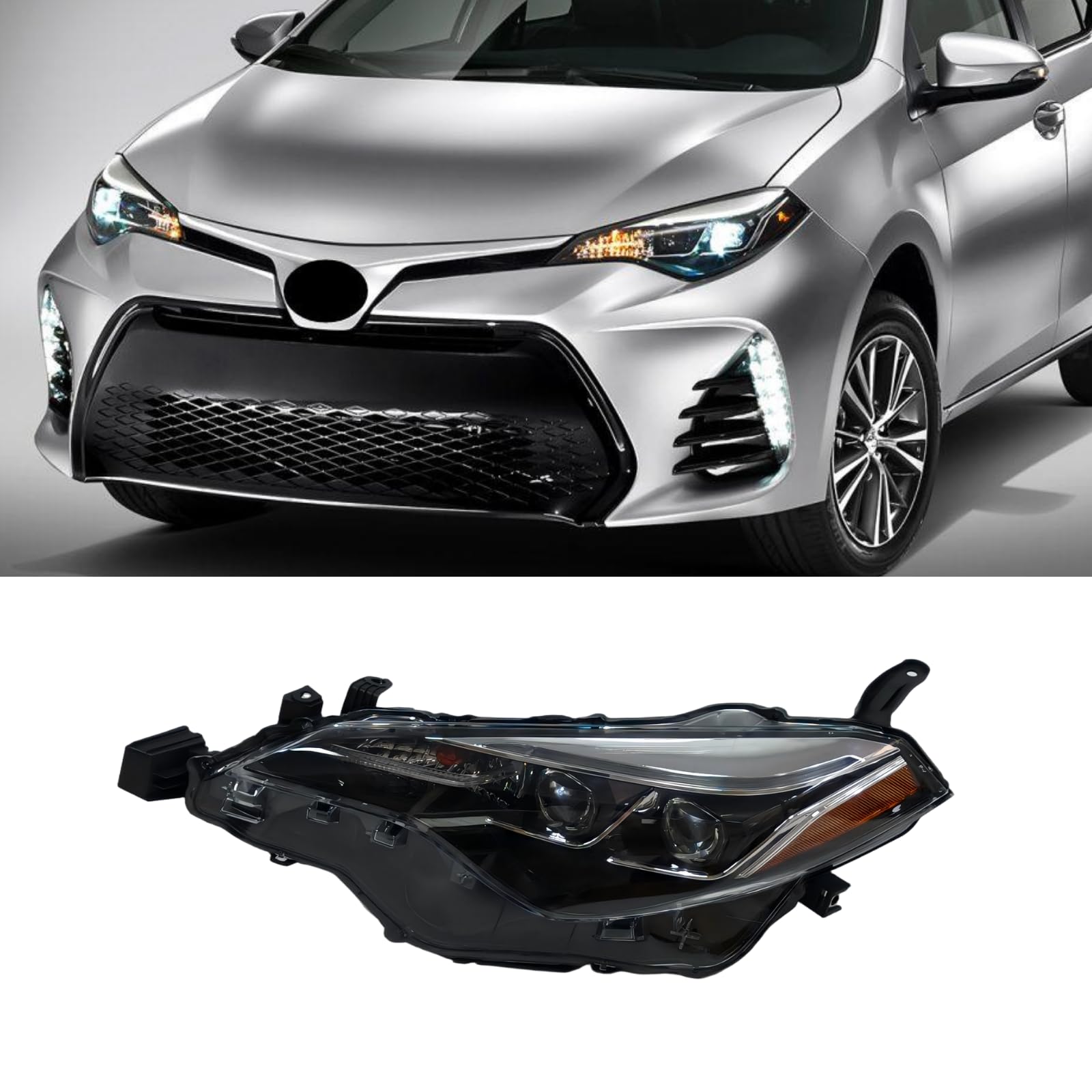 ILAMP Headlight Fit For 2017 2018 2019 Toyota Corolla SE XSE XLE Headlamp Assembly Head Lamp(Left Driver) LH 81150-02M90 AM-CR17