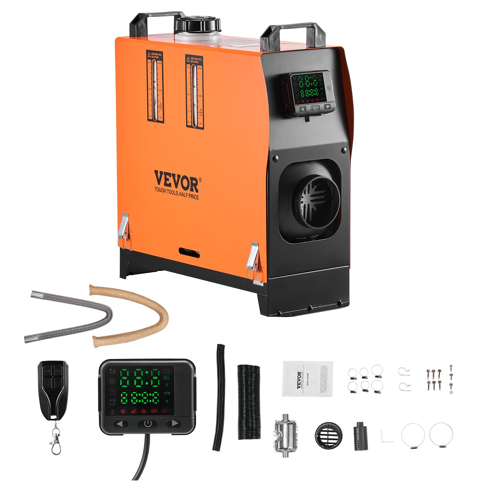 VEVOR 8KW Diesel Heater All in One, DC12-24V, Fast Heating Diesel Air Heater with Remote Control and Color Digital Display, Low 