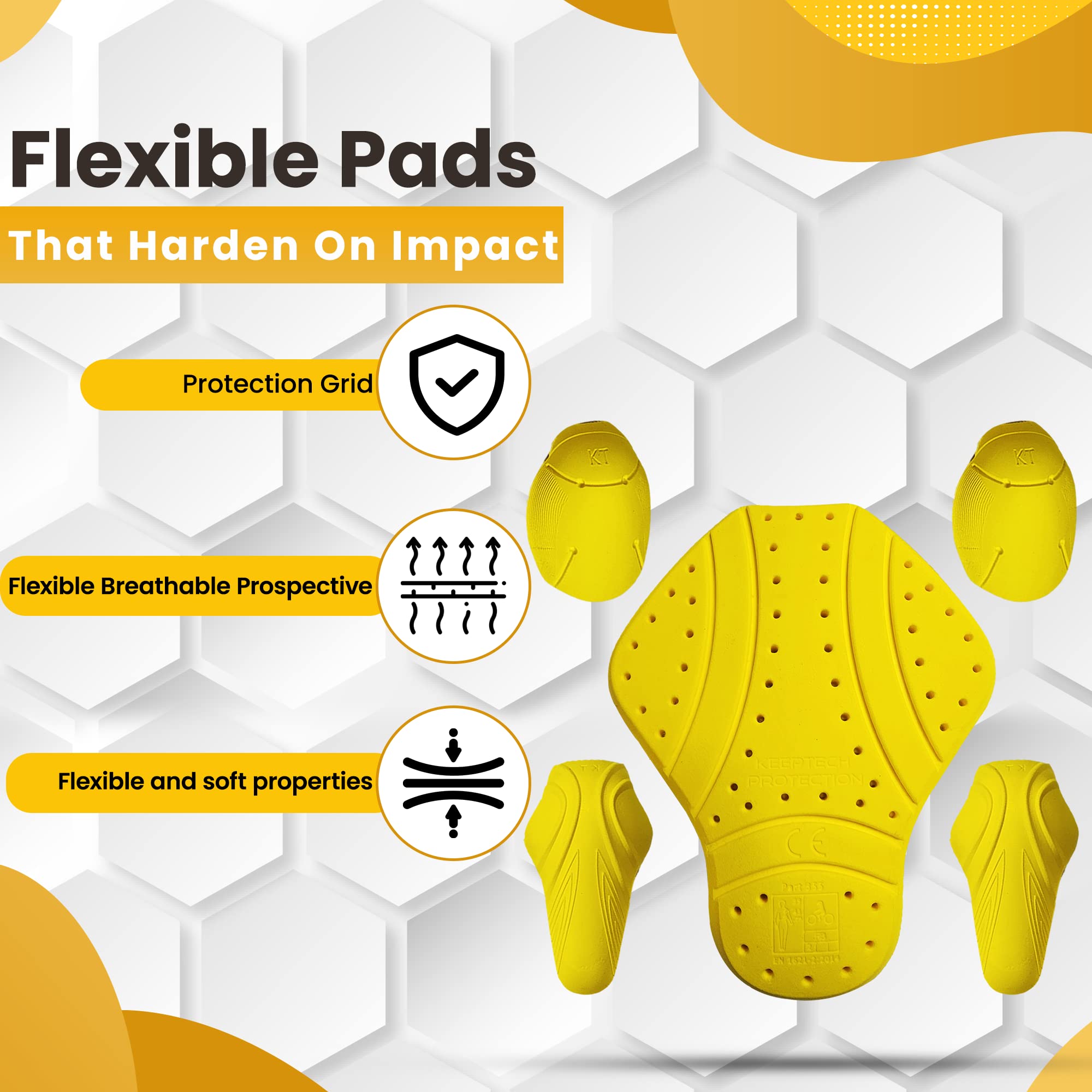 MOTOSTYLEWEAR 5 PC - CE Level 2 certified armor pads l Level 2 Approved Back, Shoulder And Elbows armor protector inserts for Mo