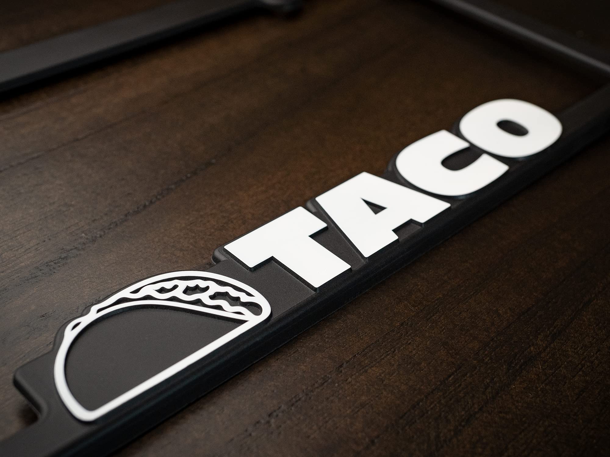Custom Car Gear Taco License Plate Frame - 3D Raised Letters, Durable Polyethylene Material