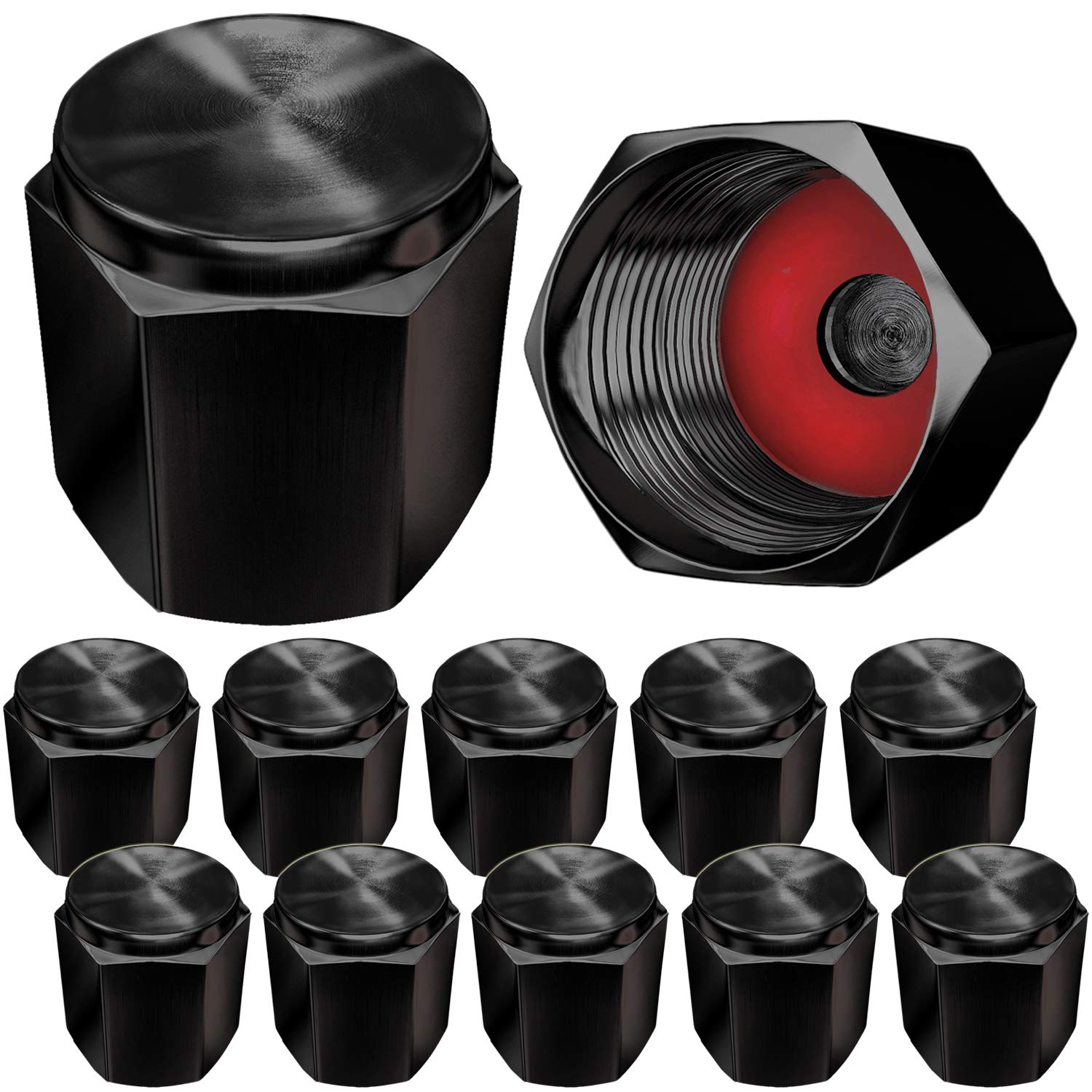 Aluminum Tire Valve Stem Caps, Metal with Rubber Ring, Dust Proof Cover Universal fit for Cars, SUVs, Bike and Bicycle, Trucks, 