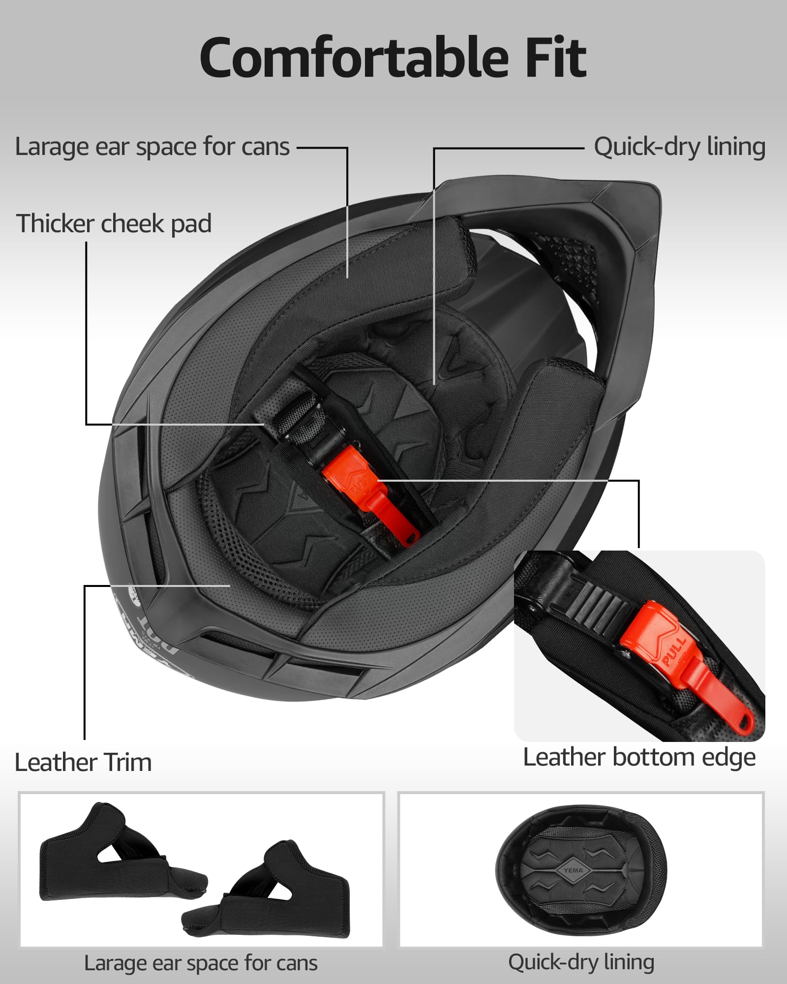 Yema Adults Dirt Bike Helmets, Ventilated Motocross Atv Dirtbike Offroad Bmx Mx Helmets, Dot Approved Motorcycle Helmets For Fou