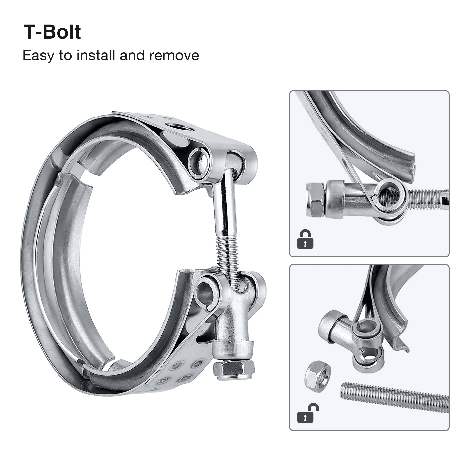 Evil Energy 2.5 Inch V Band Clamp Stainless Steel With Flange Male Female Mild Steel
