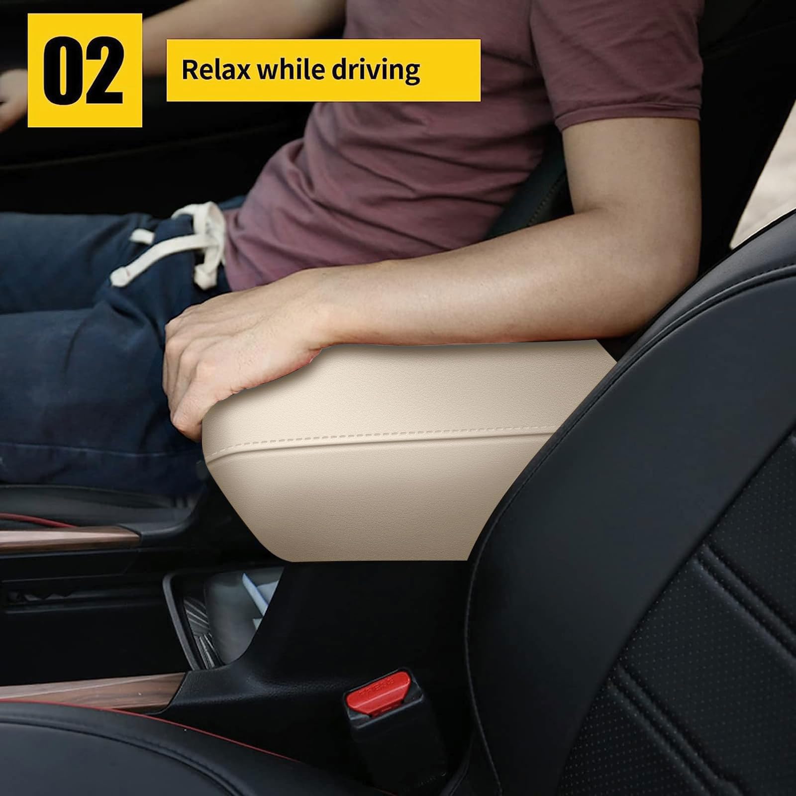 AOMSAZTO Beige Leather Armrest Console Cover for 2017-2022 Honda CRV, Model BLKF3-BEIGE