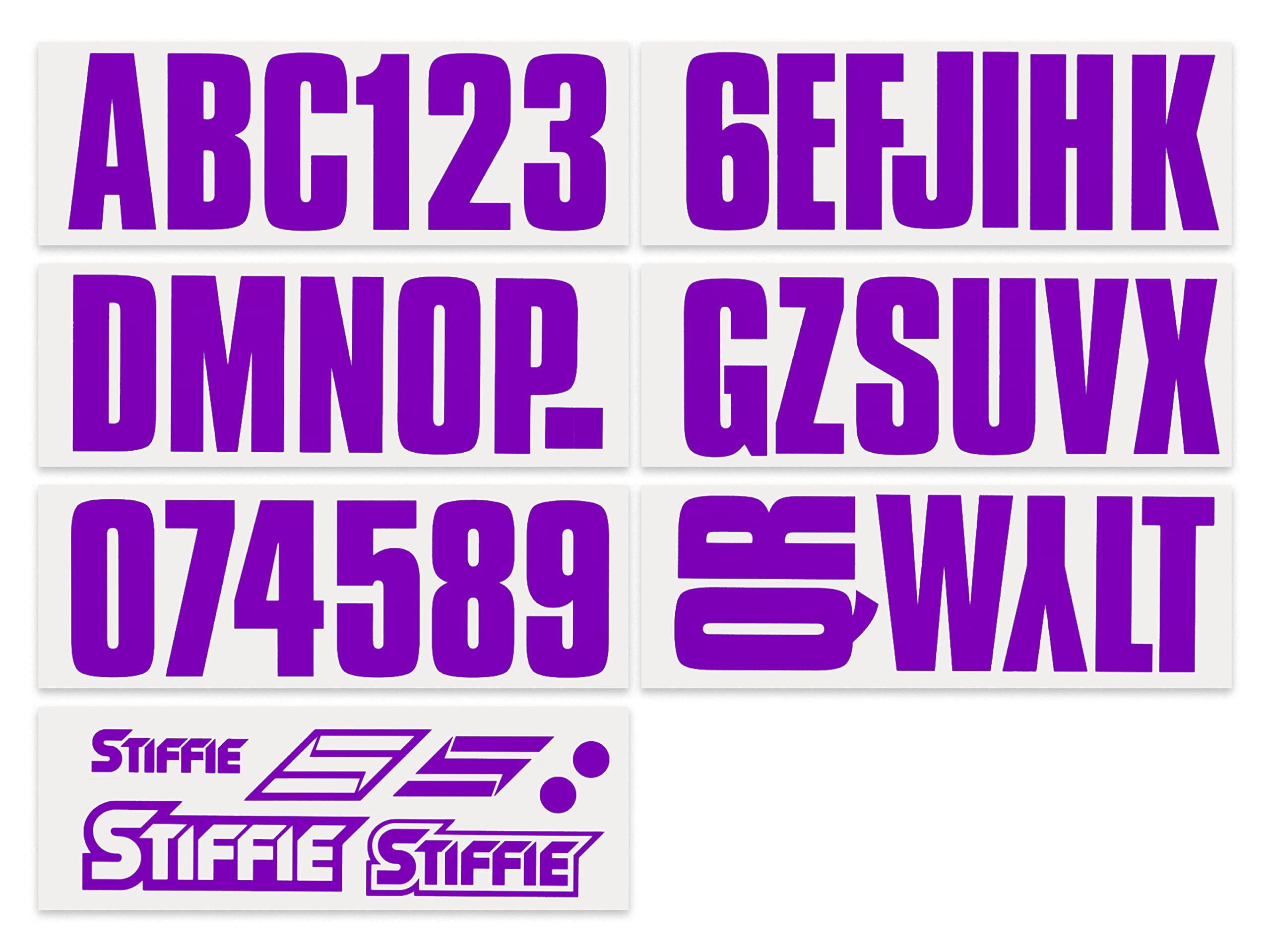 STIFFIE Uniline Purple 3'' Boat & PWC Registration Decals  Numbers Letters Stickers