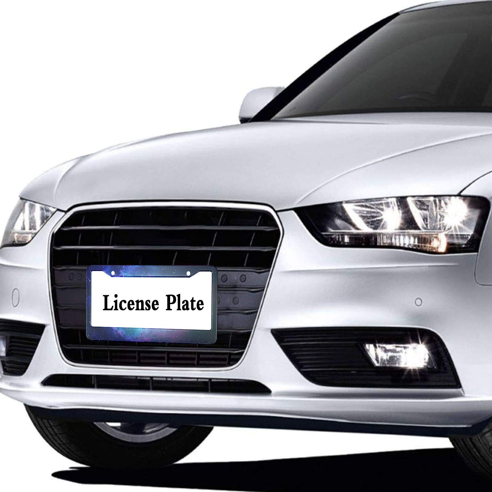 HOSNYE Starry Sky License Plate Frame Milky Way Beautiful Milky Way at Nigh Metal License Plate Cover Front Plates Frames Car Ta
