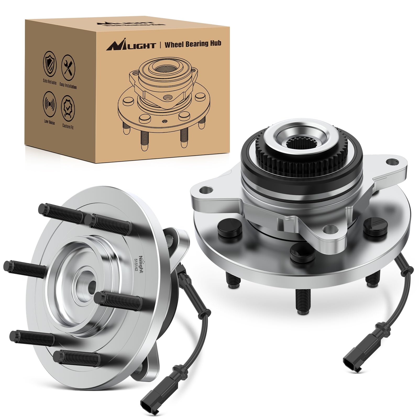Nilight Front Wheel Bearing and Hub Assembly for Ford F-150 Ford Expedition Lincoln Navigator 2011 2012 2013 2014 4WD, 6 Lugs-51