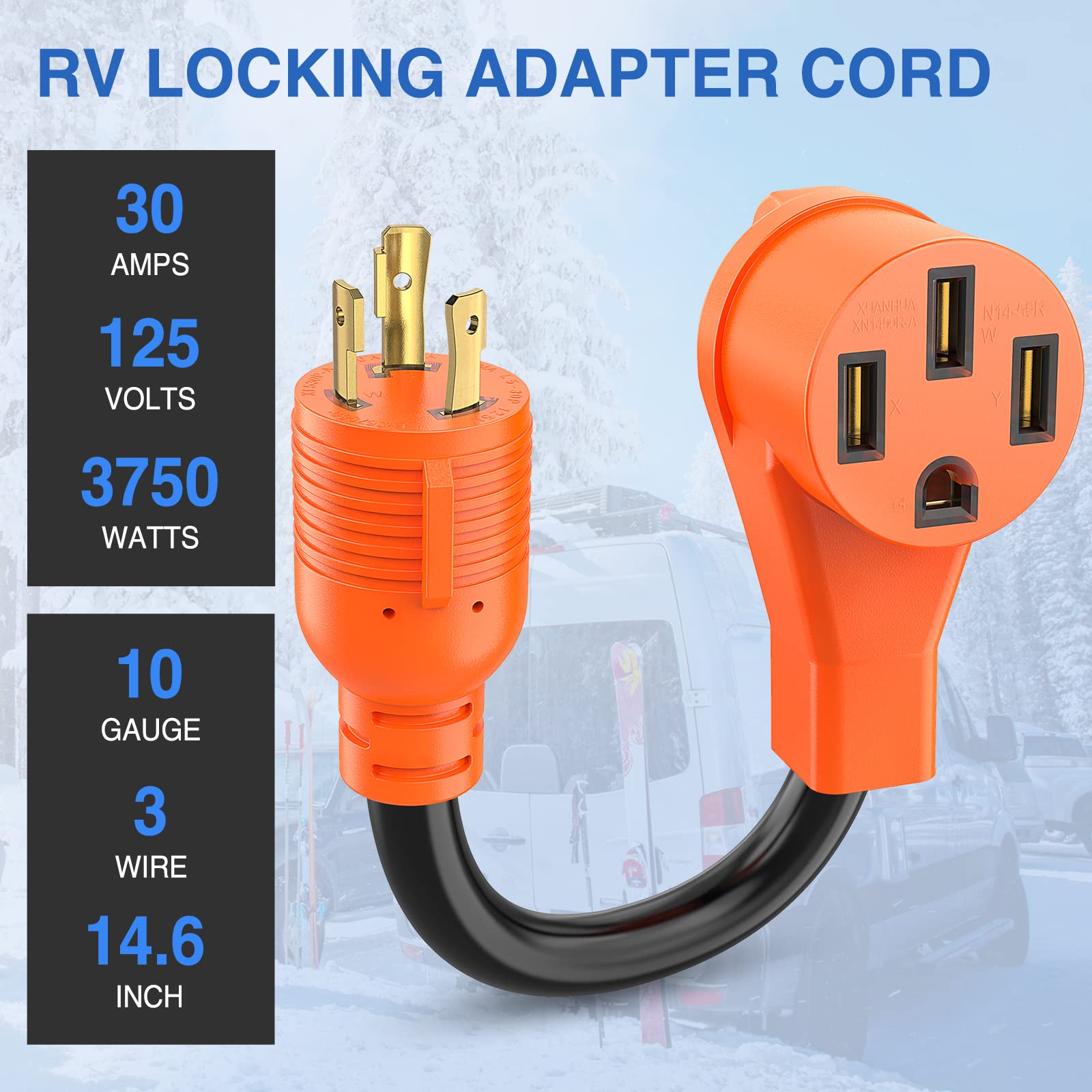 Nilight Rv Generator Adapter Cord 30 Amp To 50 Amp 3 Prong Pure Copper Heavy Duty Twist Lock Male Plug 10 Gauge Wire L5-30P To 1