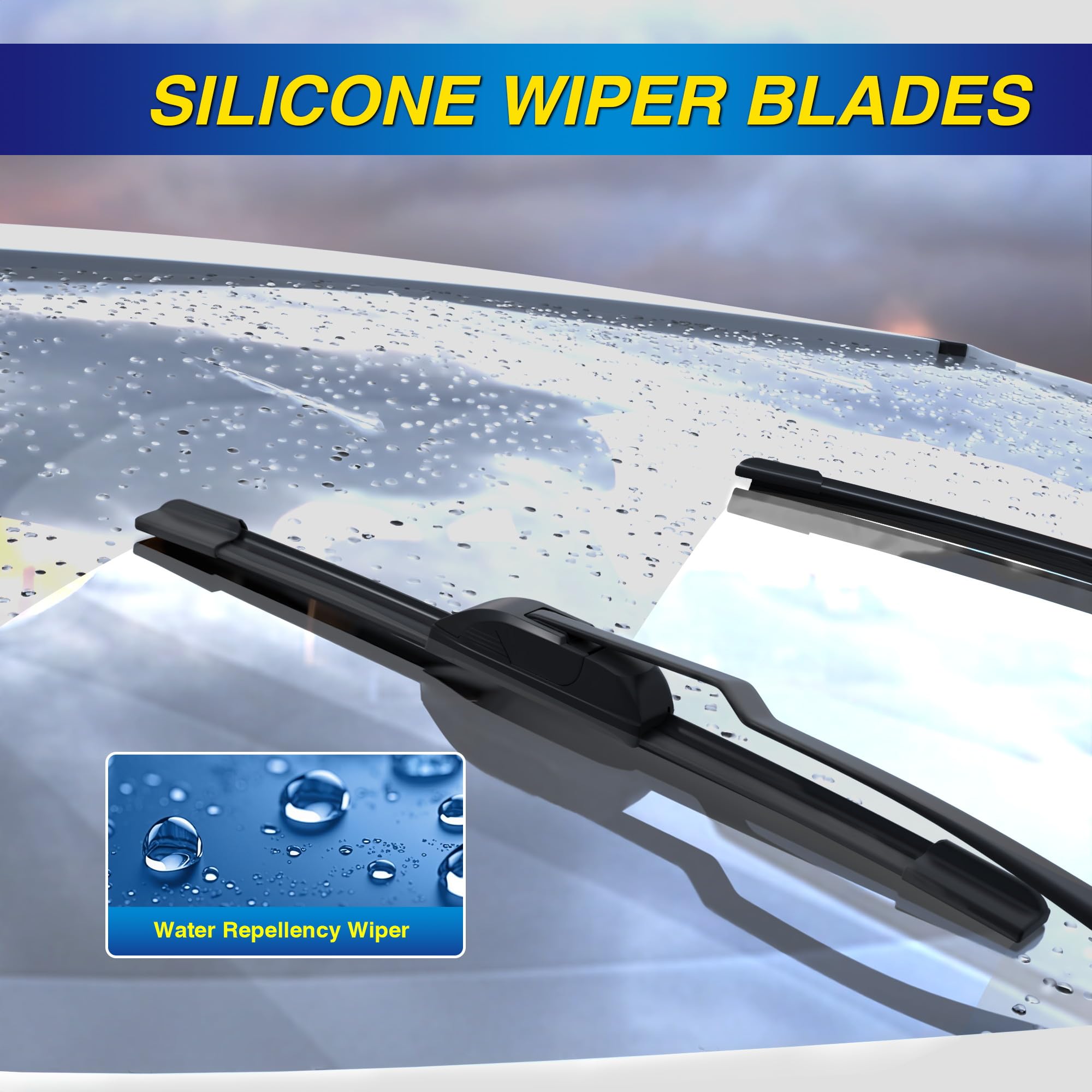 5 Plus Silicone Windshield Wipers Replacement For 2013-2016 Mazda Cx-5 Wiper Blades 2007-2012 Hyundai Santa Fe Wiper Blades(Set