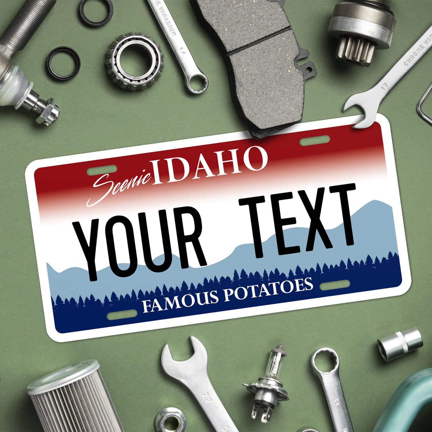Sigo Signs Custom Idaho License Plate, 6x12" Rust-Free Aluminum, Fade Resistant, Personalized Front Car Sign