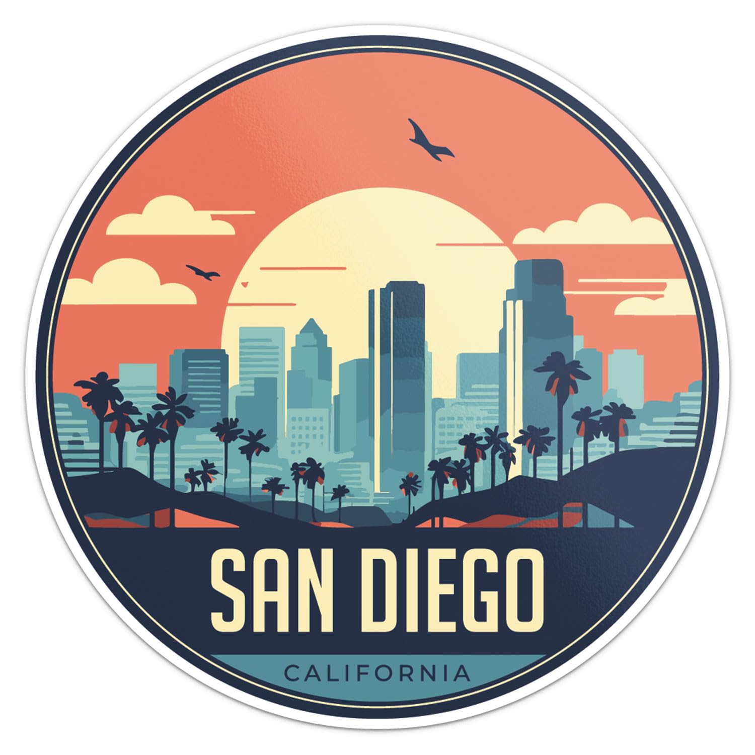 San Diego City Sticker - Waterproof Vinyl Decal for Car Bumper, Laptop, Water Bottle, Wall, and Window, Size - 5'' Longer Side