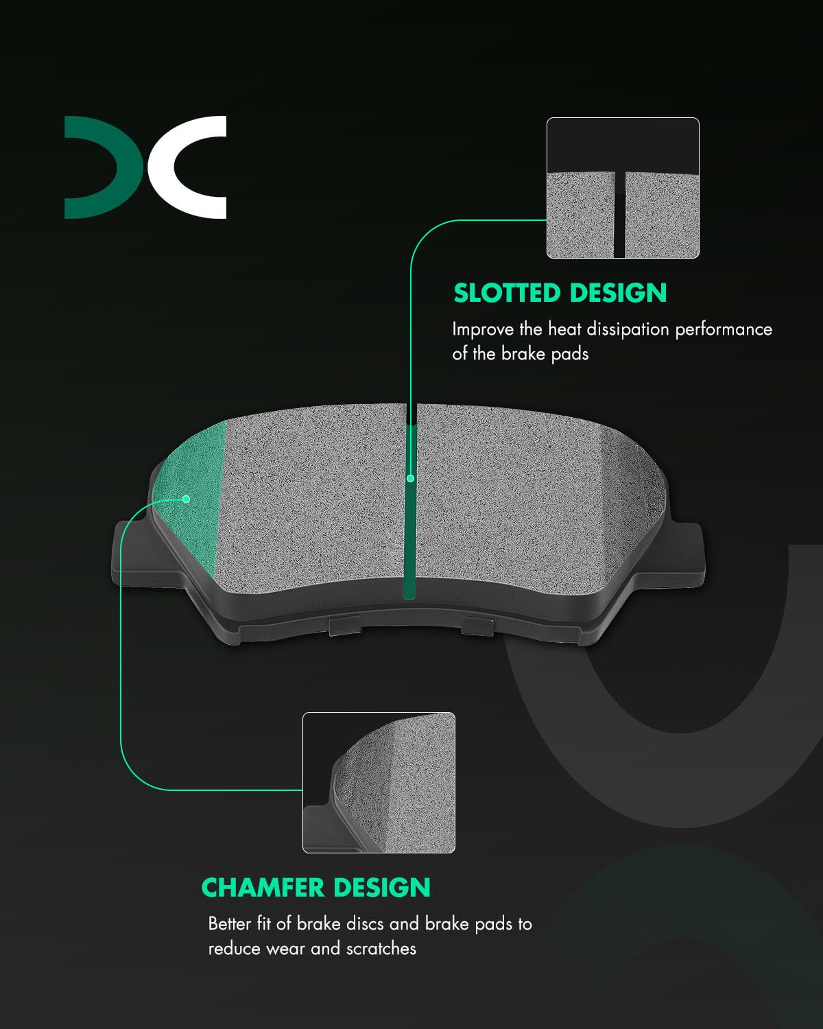 Scitoo D1595 D1544 Front Rear Brake Pads Sets Fit For Hyundai Elantra 2011-2016,For Hyundai Elantra Gt 2013-2016,For Hyundai Vel