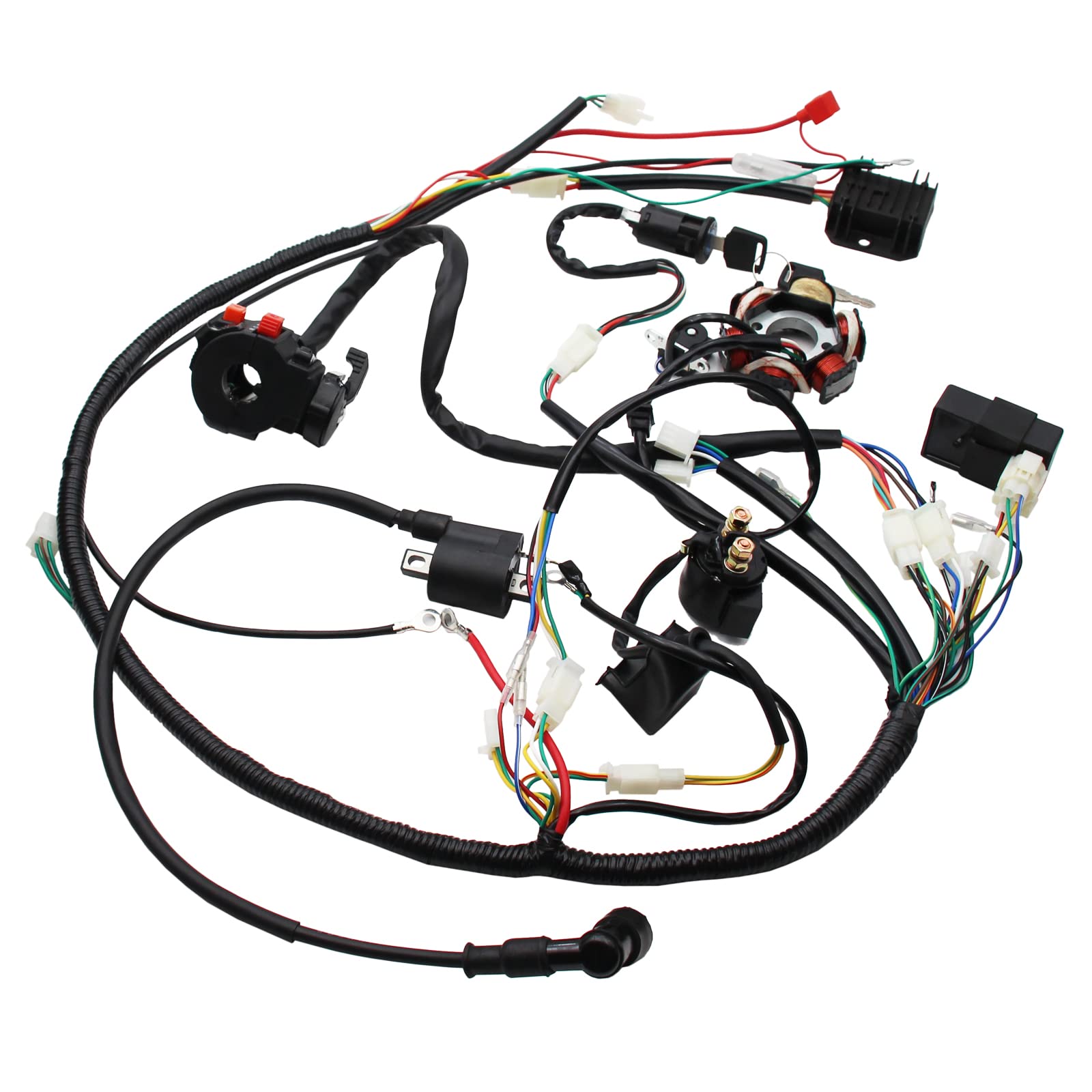 YD-PS001 Full Electrics Stator Wiring Harness CDI Coil for GY6 125cc/150cc ATV, Copper, Primary Colours