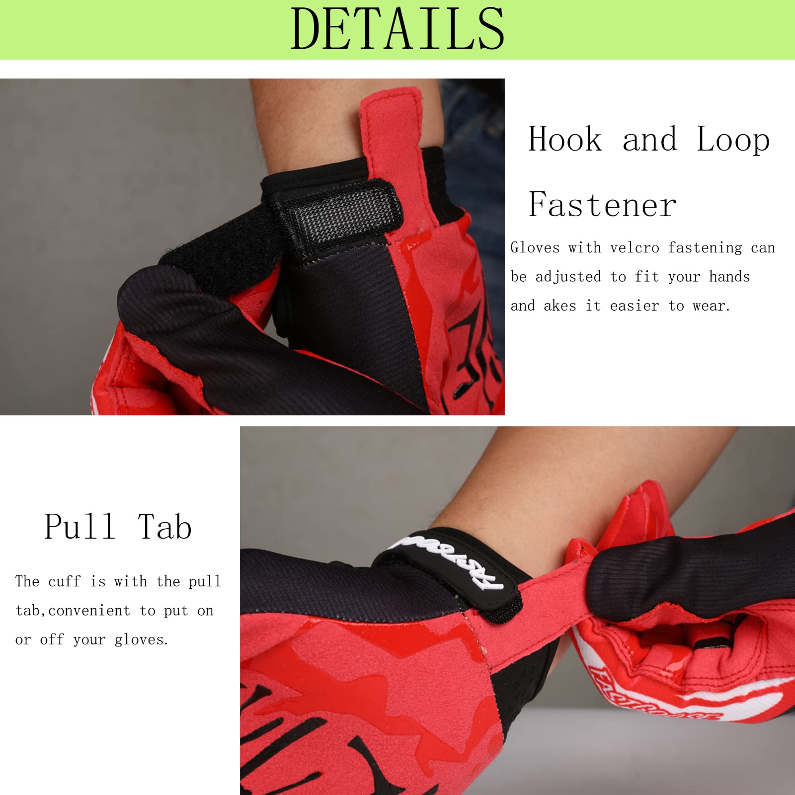 Fastgoose Dirt Bike Motorcycle Gloves Motocross Gloves Motorbike Riding Bike Gloves Atv Mx Mtb Off Road Racing Sports Cycling Glove (Red/Black, X-Large)