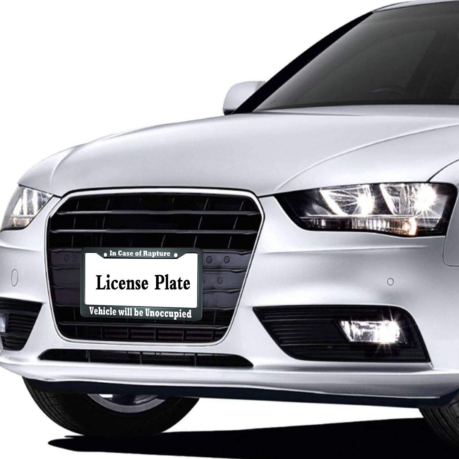HOSNYE in Case of Rapture Vehicle Will be Unoccupied License Plate Frame Metal License Plate Cover Front Plates Frames Car Tag F