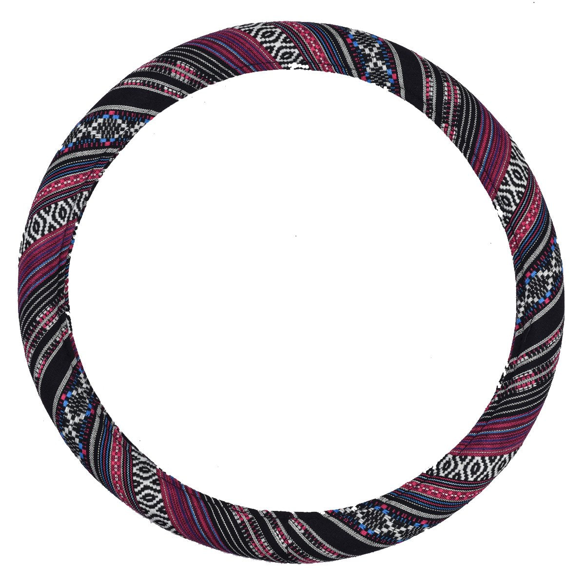CAR PASS Boho Ethnic Flax Cloth Steering Wheel Cover, Anti-Slip, Fits 14.5-15 inches, Universal for Cars, SUVs, Vans