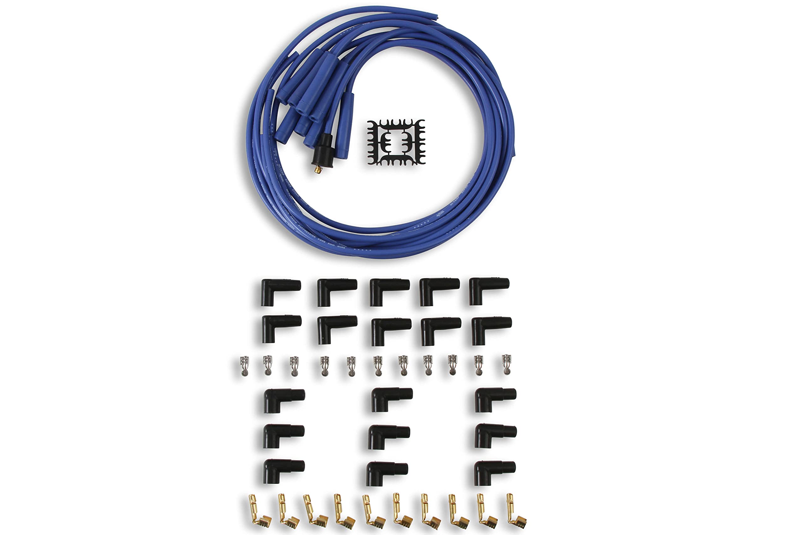 Accel 4040B Spark Plug Wire Set- 8Mm - Blue Wire With Blue Straight Boots